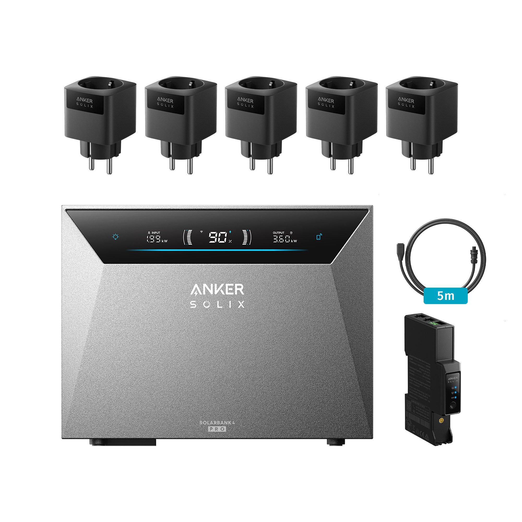 Anker Balkonkraftwerk Speicher Anker SOLIX Solarbank 4 E5000 Pro, 2500 W, LiFePO4, (Solarbank 4 E5000 Pro), mit smart meter gen2