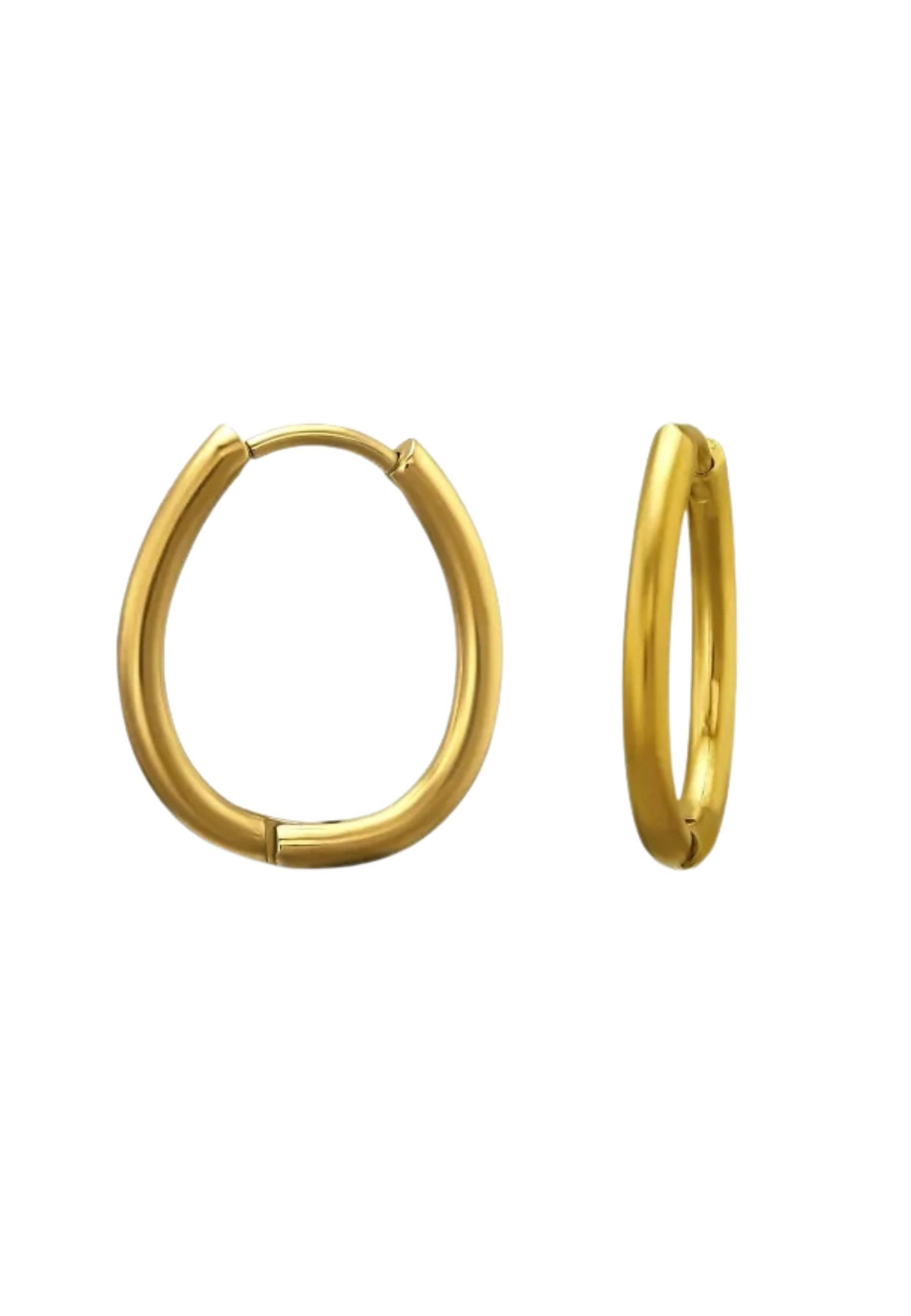 Diademita Paar Ohrstecker Goldfarbene Edelstahl-Huggie-Creolen (Set)