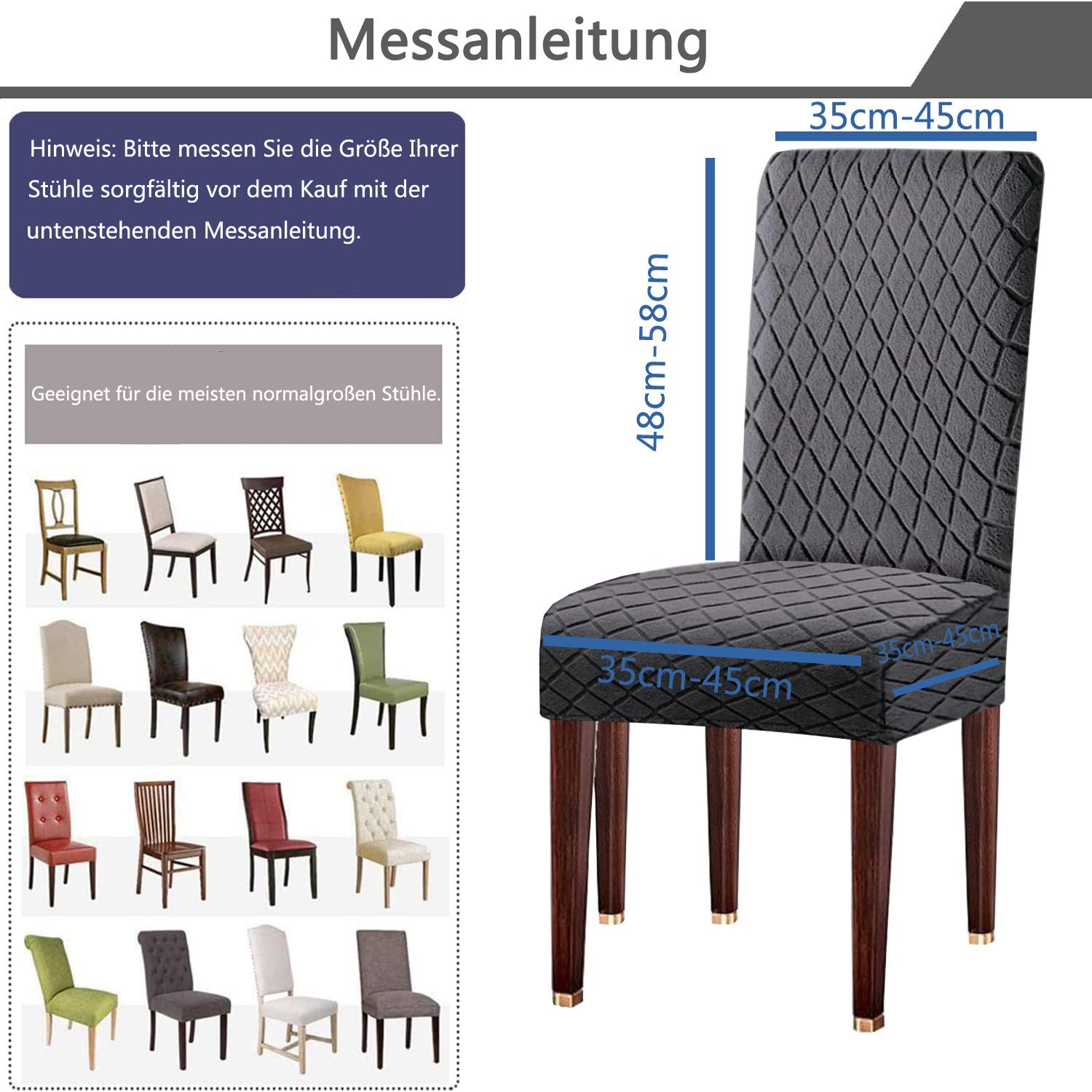 Minicloss Sitzflächenhusse 2/4/6er Set Stretch Stuhlhussen für Esszimmerstühle, Abnehmbarer Waschbarer Stühle Schutz Dekoration Stuhlbezug