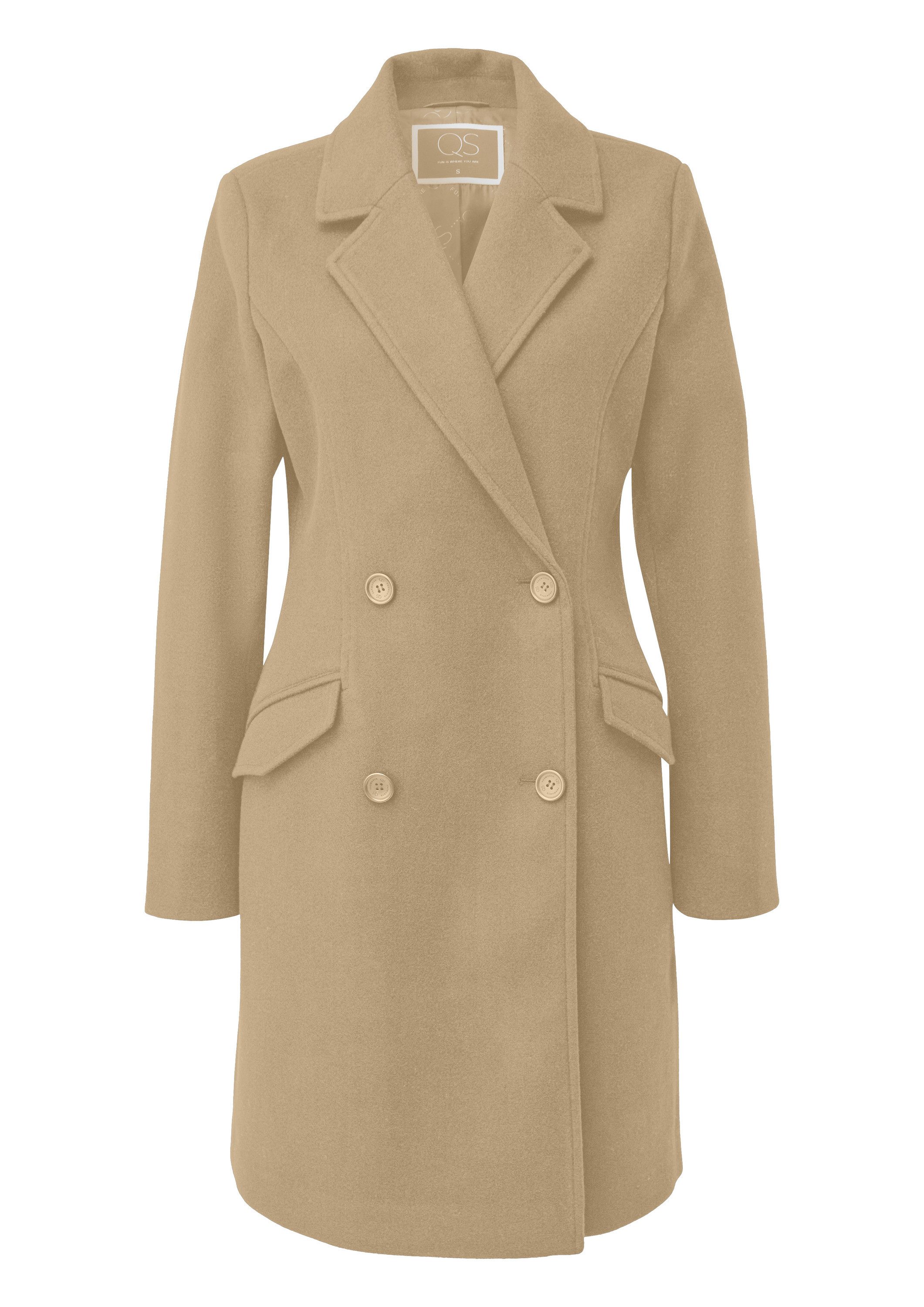 QS Funktionsmantel Outdoor-Mantel Taillierter Mantel in Wolloptik günstig online kaufen