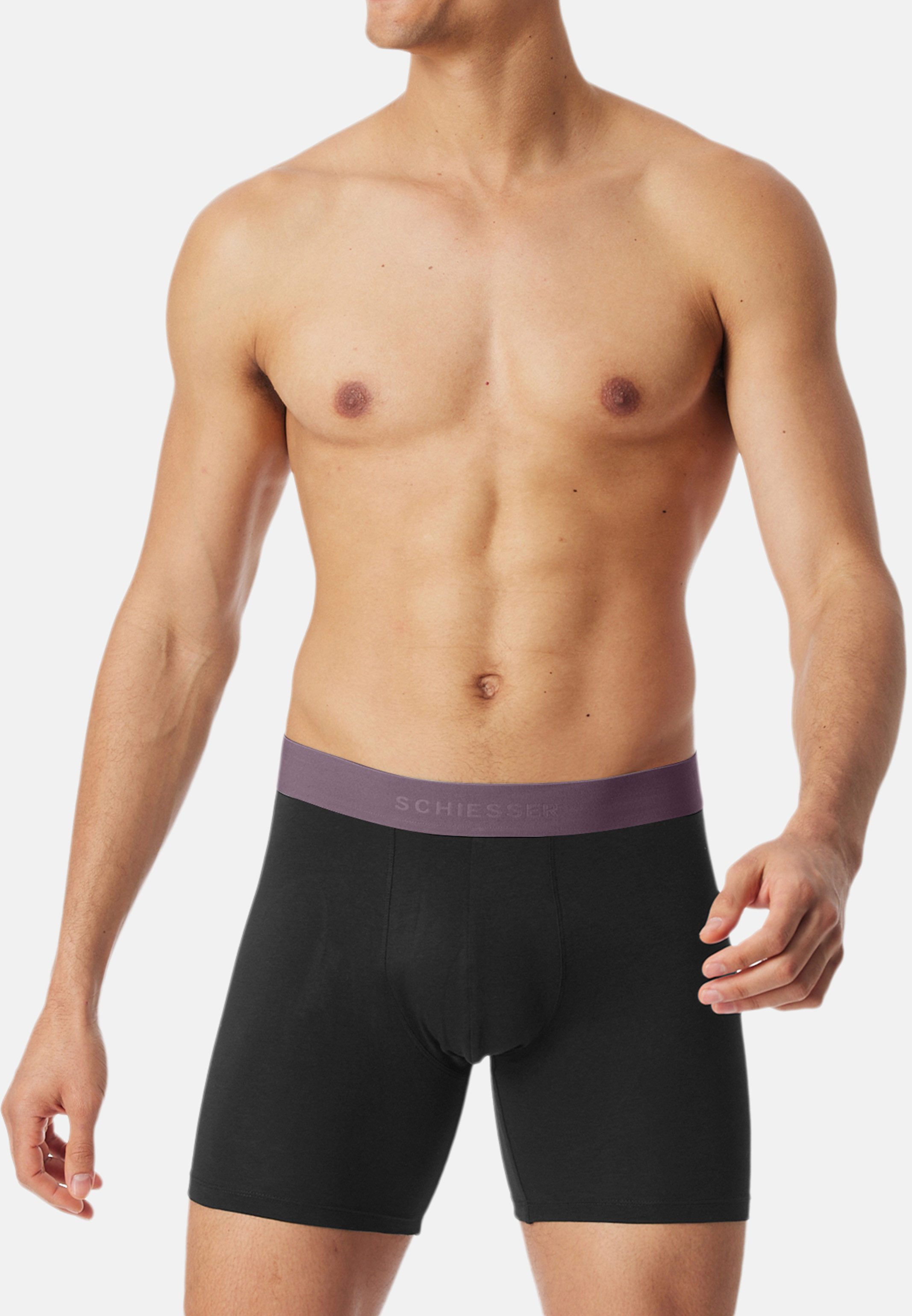 Schiesser Retro Boxer 4er Pack 95/5 Cotton (Spar-Set, 4-St) Long Short / Pant - Baumwolle - ohne Eingriff - Atmungsaktiv