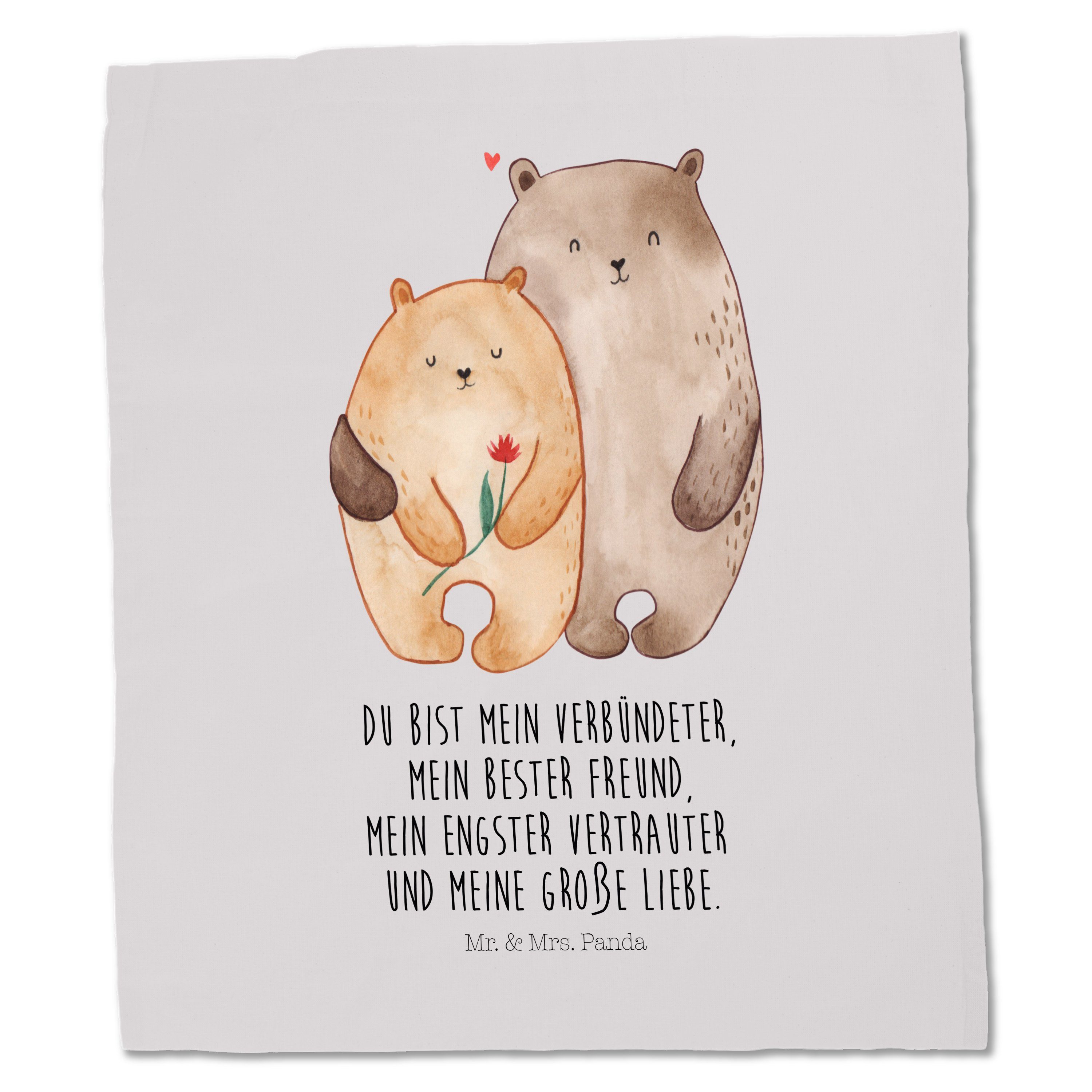 Bären - Mrs. Grau Panda Tragetasche - (1-tlg) Geschenk, Freun Liebe Pastell Verlobung, Mr. & Beuteltasche,