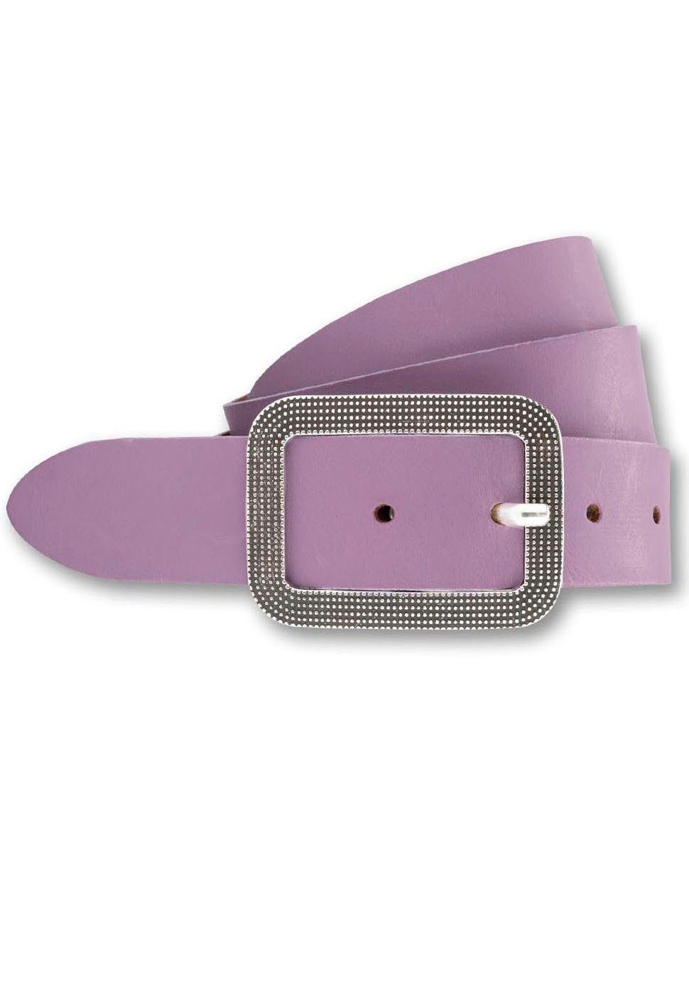 BERND GÖTZ Ledergürtel mit dekorativer ziselierter Schließe Lavendel