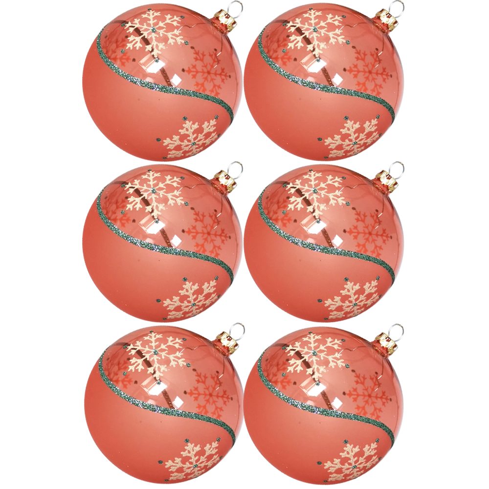 Thüringer Glasdesign Weihnachtsbaumkugel Weihnachtskugel-Set Kristallwelle hummer (6 St), mundgeblasen, handdekoriert