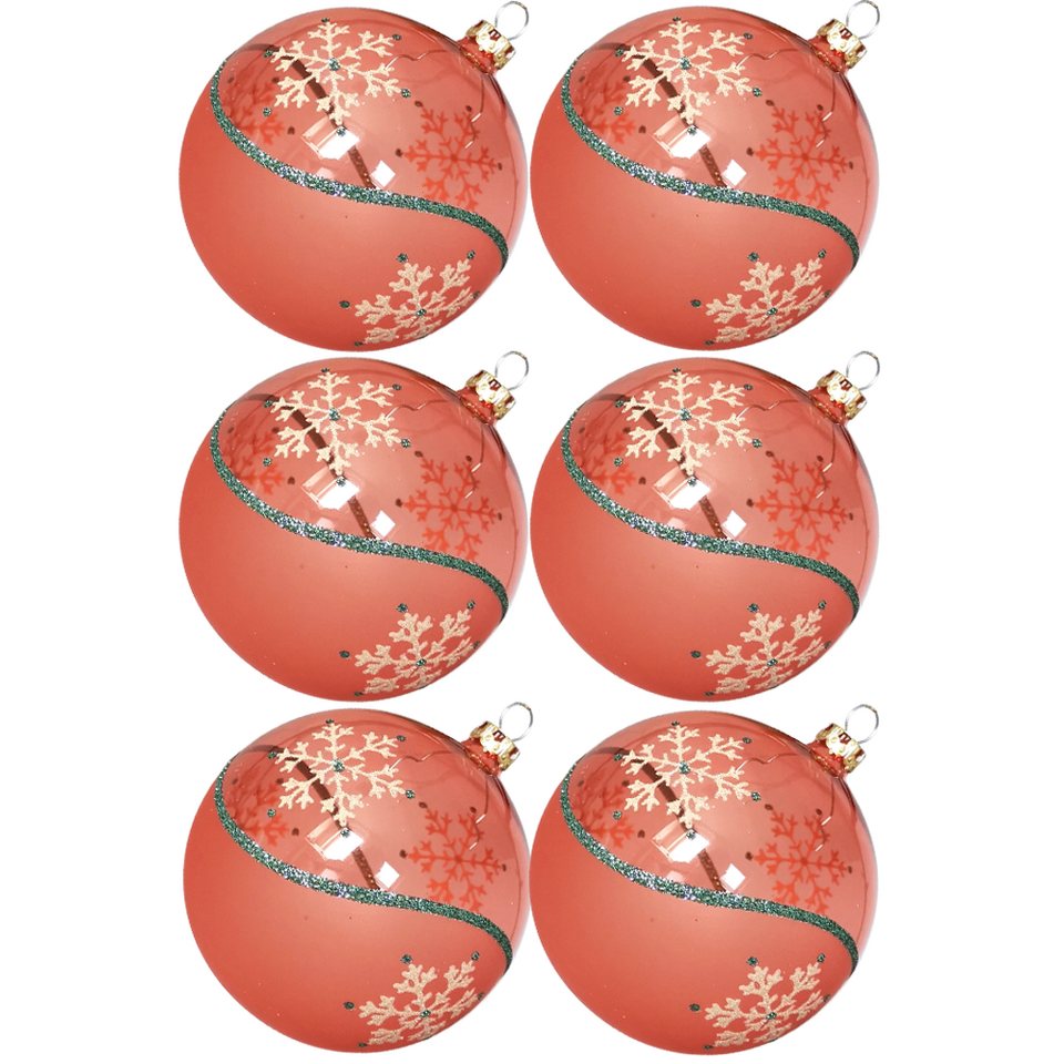 Thüringer Glasdesign Weihnachtsbaumkugel Weihnachtskugel-Set hummer St), (6 Kristallwelle handdekoriert mundgeblasen