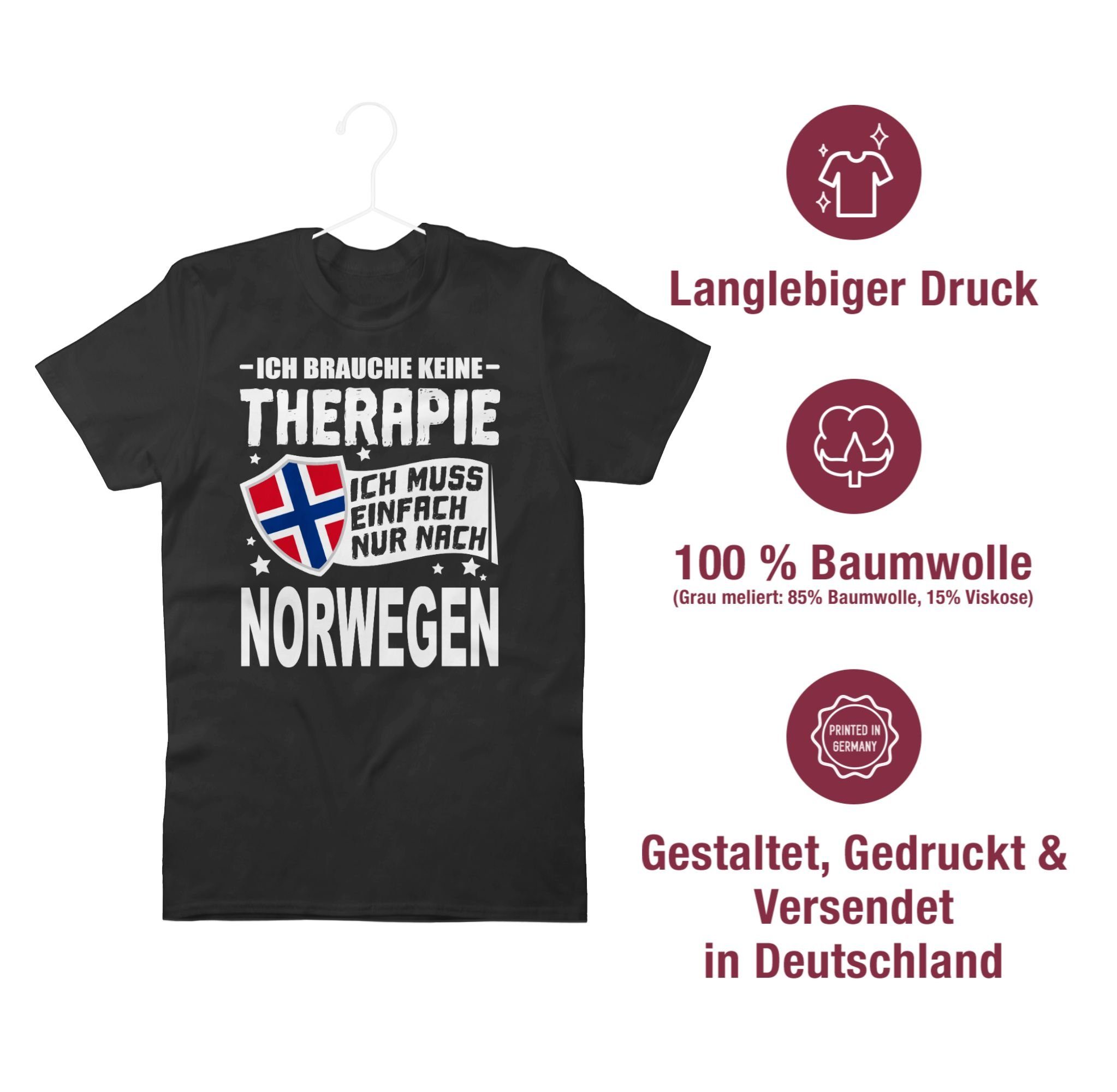 - Schwarz weiß Shirtracer nur 1 einfach Länder Therapie muss keine Wappen brauche T-Shirt nach Norwegen Ich Ich