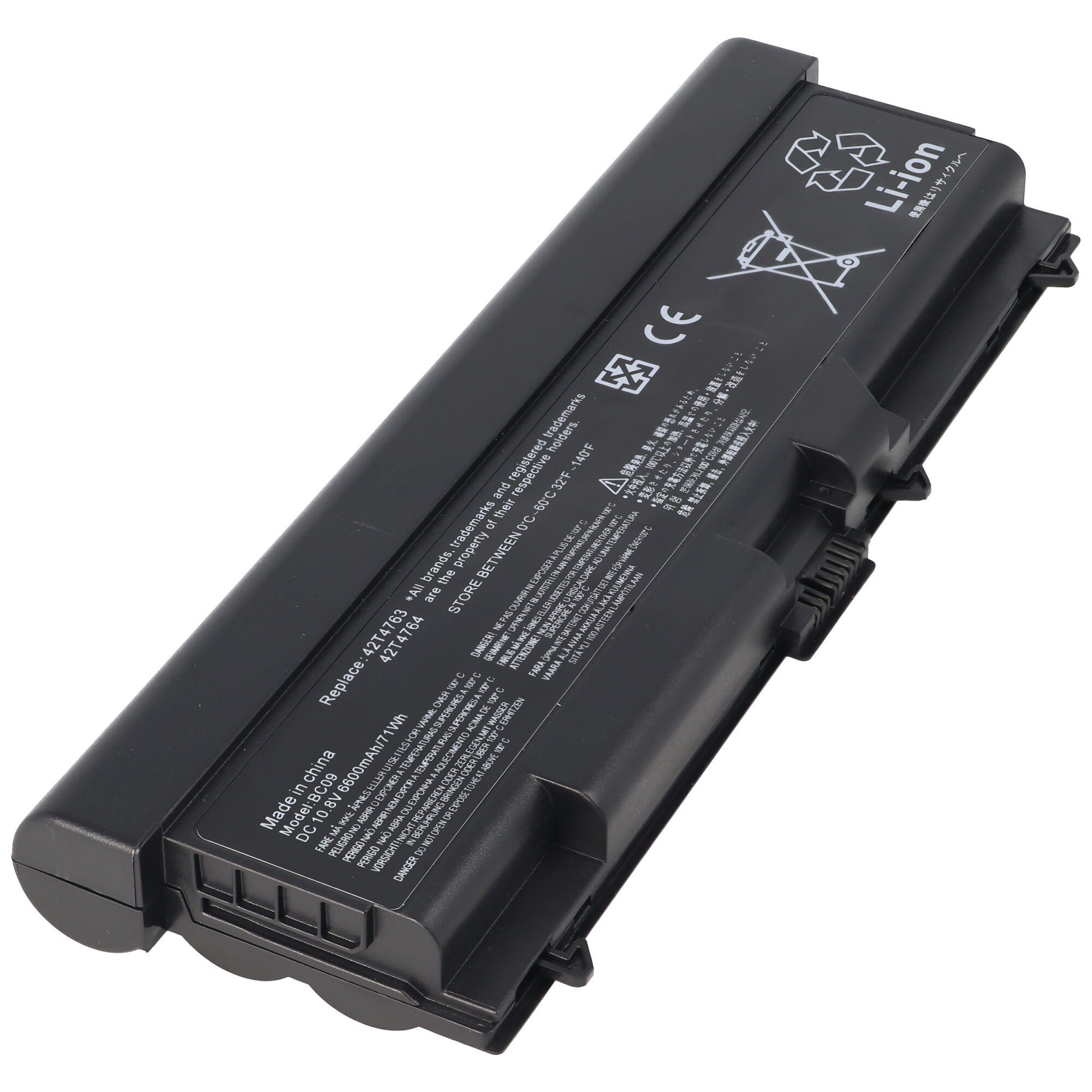 AccuCell ThinkPad T410, T510 Nachbau Akku mit 6600mAh, 11,1V, 73Wh, 218,8x76,3 Akku 6600 mAh (10,8 V)