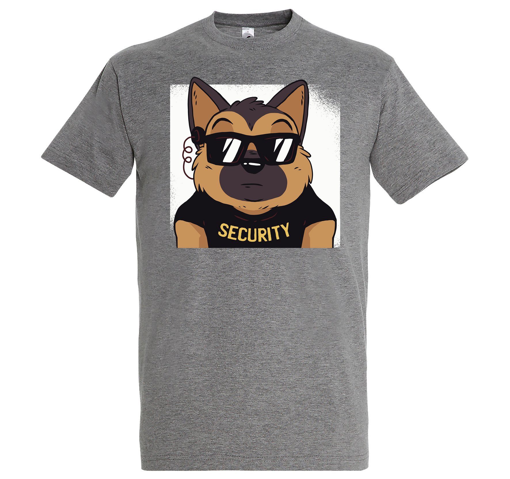 Youth Designz T-Shirt Dog Security Herren Shirt mit trendigem Frontprint Grau
