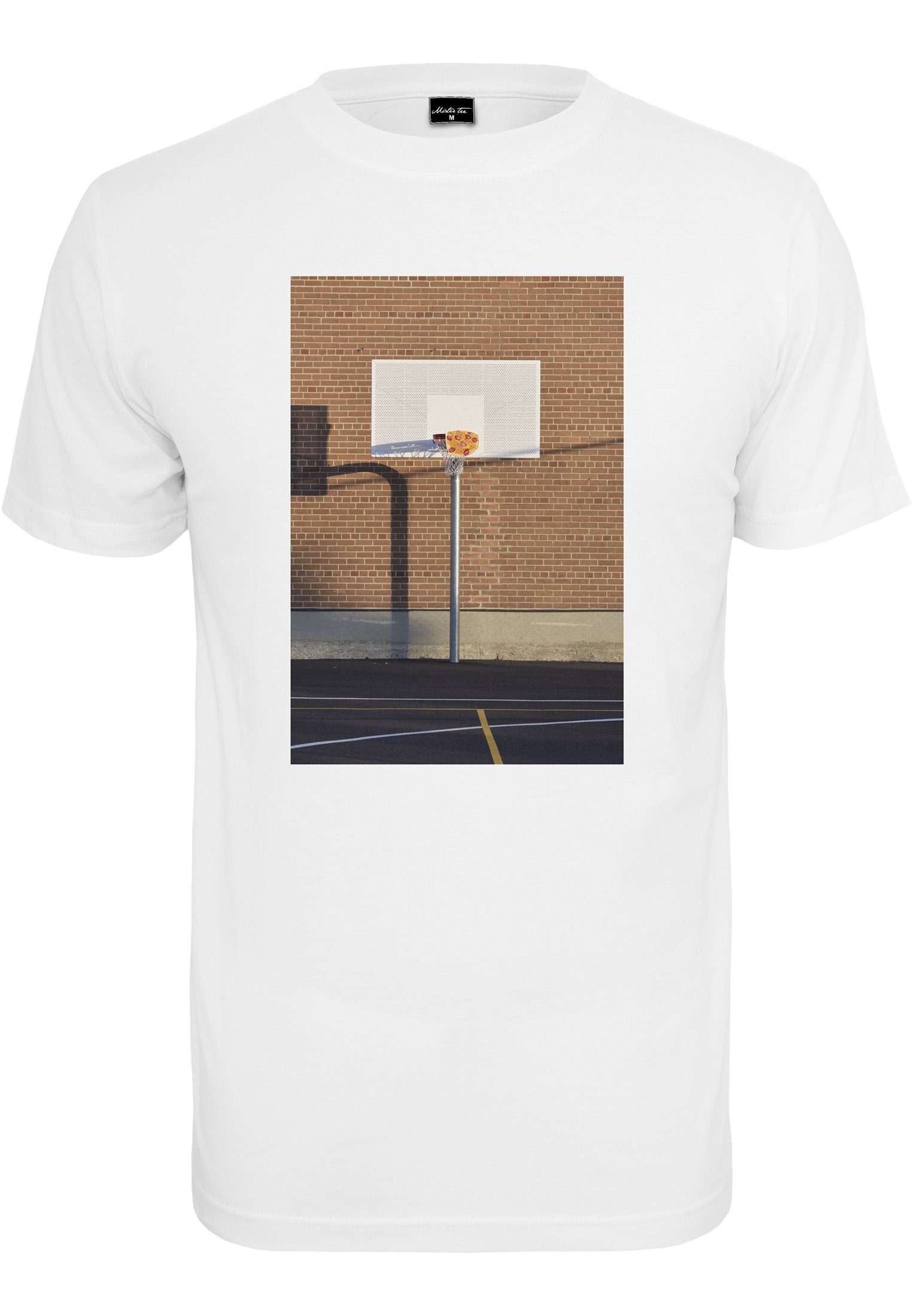 Kurzarmshirt Pizza (1-tlg) Basketball Court MisterTee white Tee Herren
