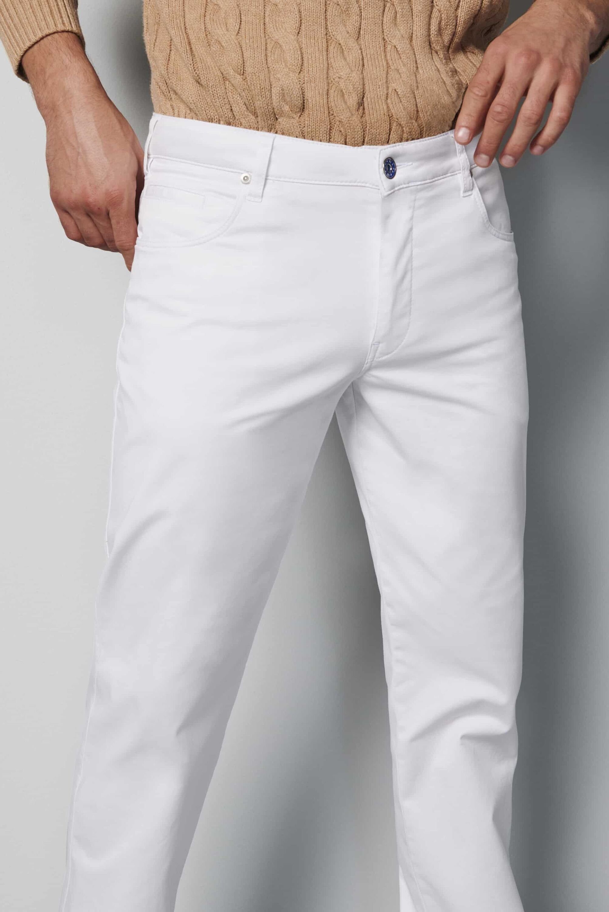 Biobaumwolle aus MEYER 5-Pocket-Jeans WHITE