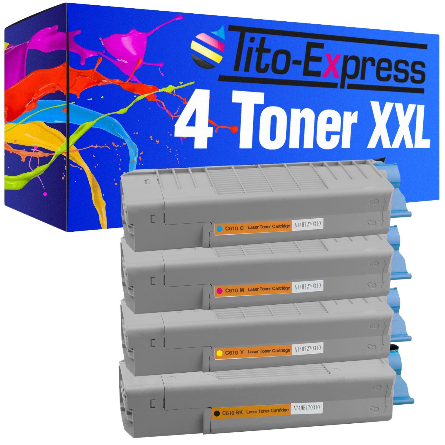 Tito-Express Tonerpatrone 4er Set ersetzt Oki C 610 Oki C-610 OkiC610, für C-610CDN C-610DM C-610DN C-610DTN C-610N