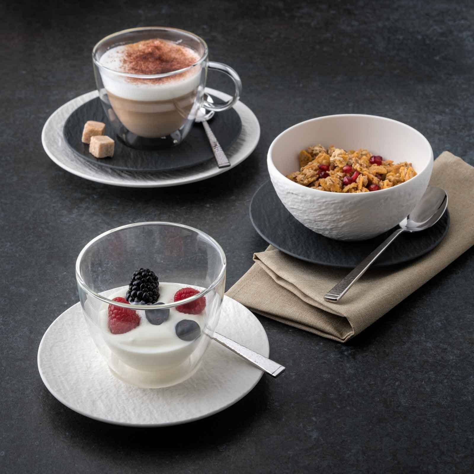 Villeroy & Boch Thermoglas Manufacture Rock Espressogläser mit Untertassen, 12-tlg., Material-Mix