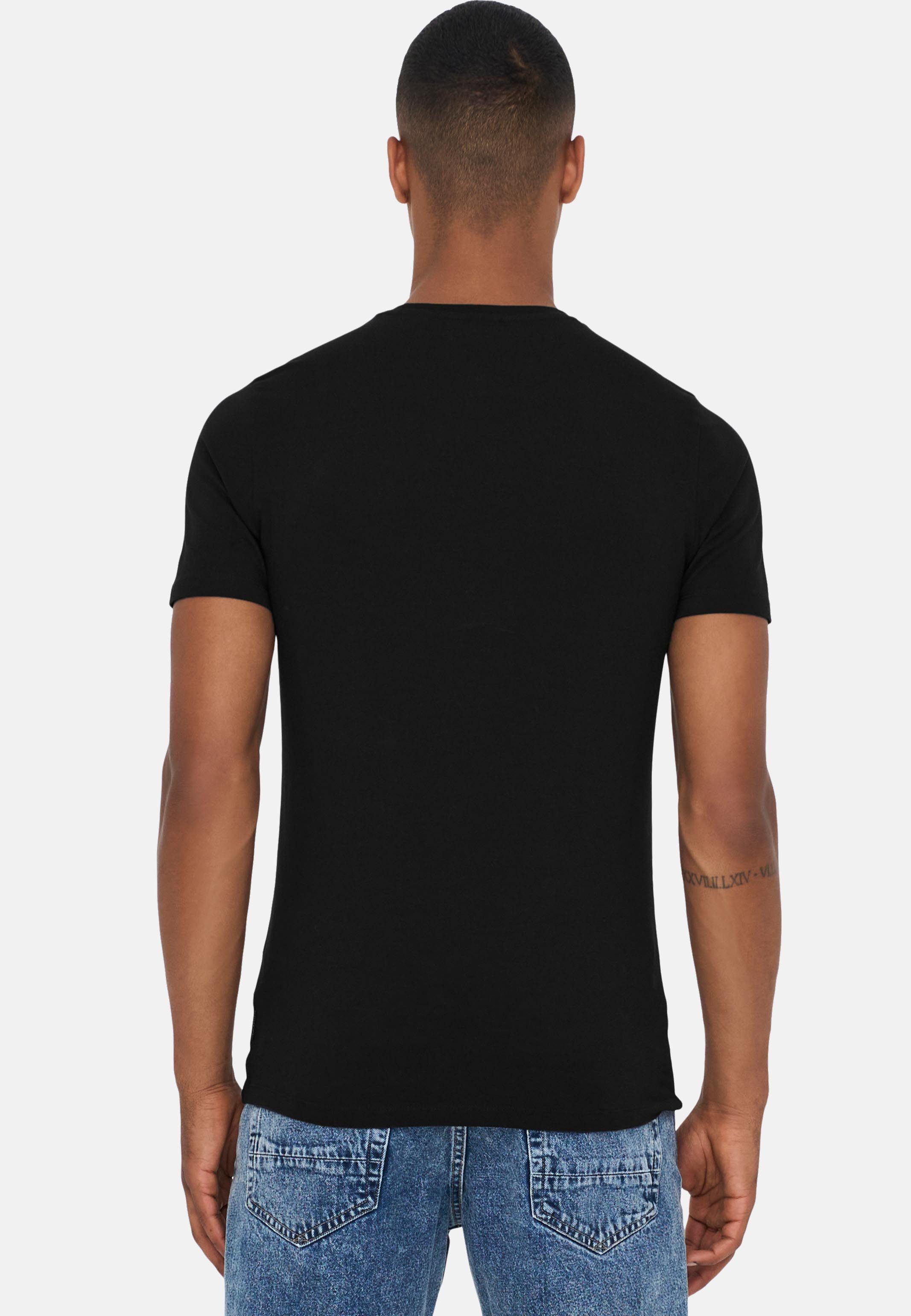 ONLY & SONS T-Shirt 6er Pack Basic (Spar-Set, 6-tlg) T-Shirt - Baumwolle - Blickdicht - Elastisches Material