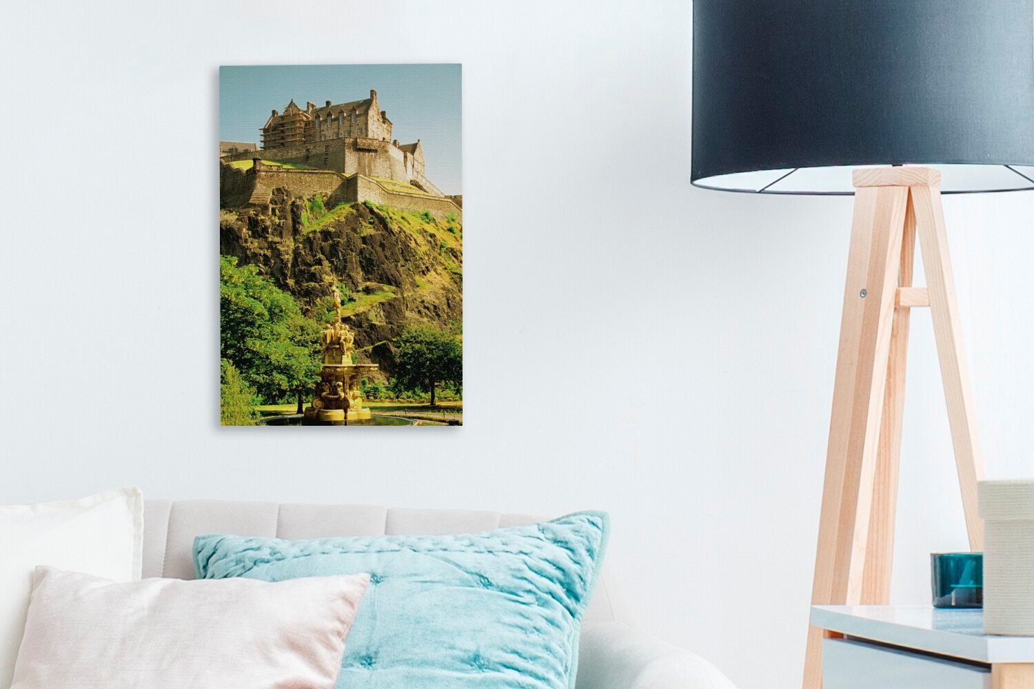 Schottland - OneMillionCanvasses® inkl. cm fertig Zackenaufhänger, St), (1 - Schloss, bespannt England Leinwandbild Leinwandbild Gemälde, 20x30