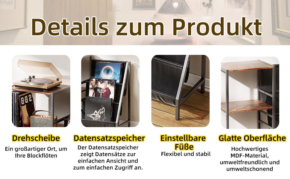 TWSOUL Plattenständer Multifunktionaler Plattenständer, Plattenspielerständer