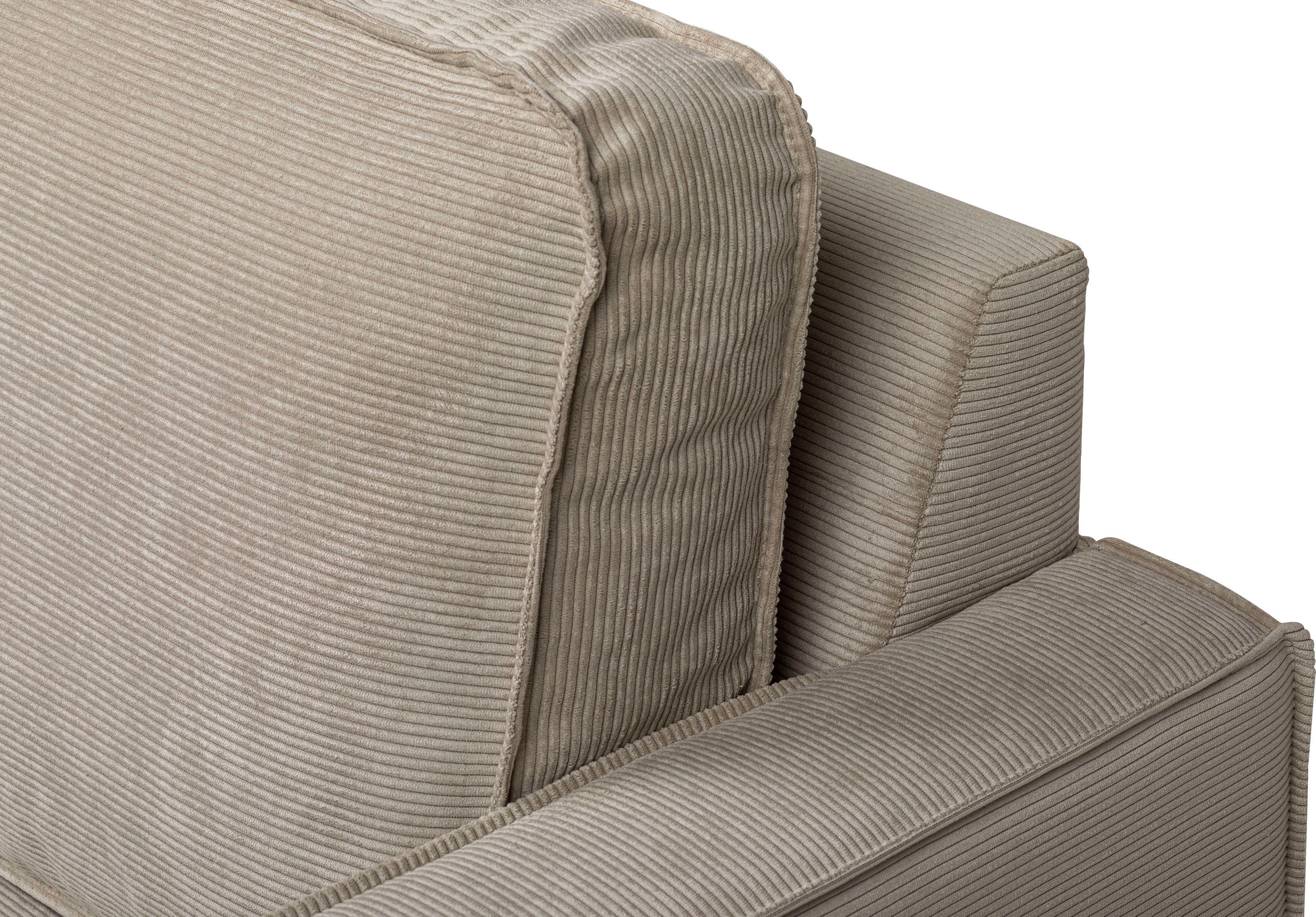 Coltar Places of Style Pinto, 290 cm, pouf stanga/dreapta, snur, snur fin, piele luxoasa din microfibra si chenilia