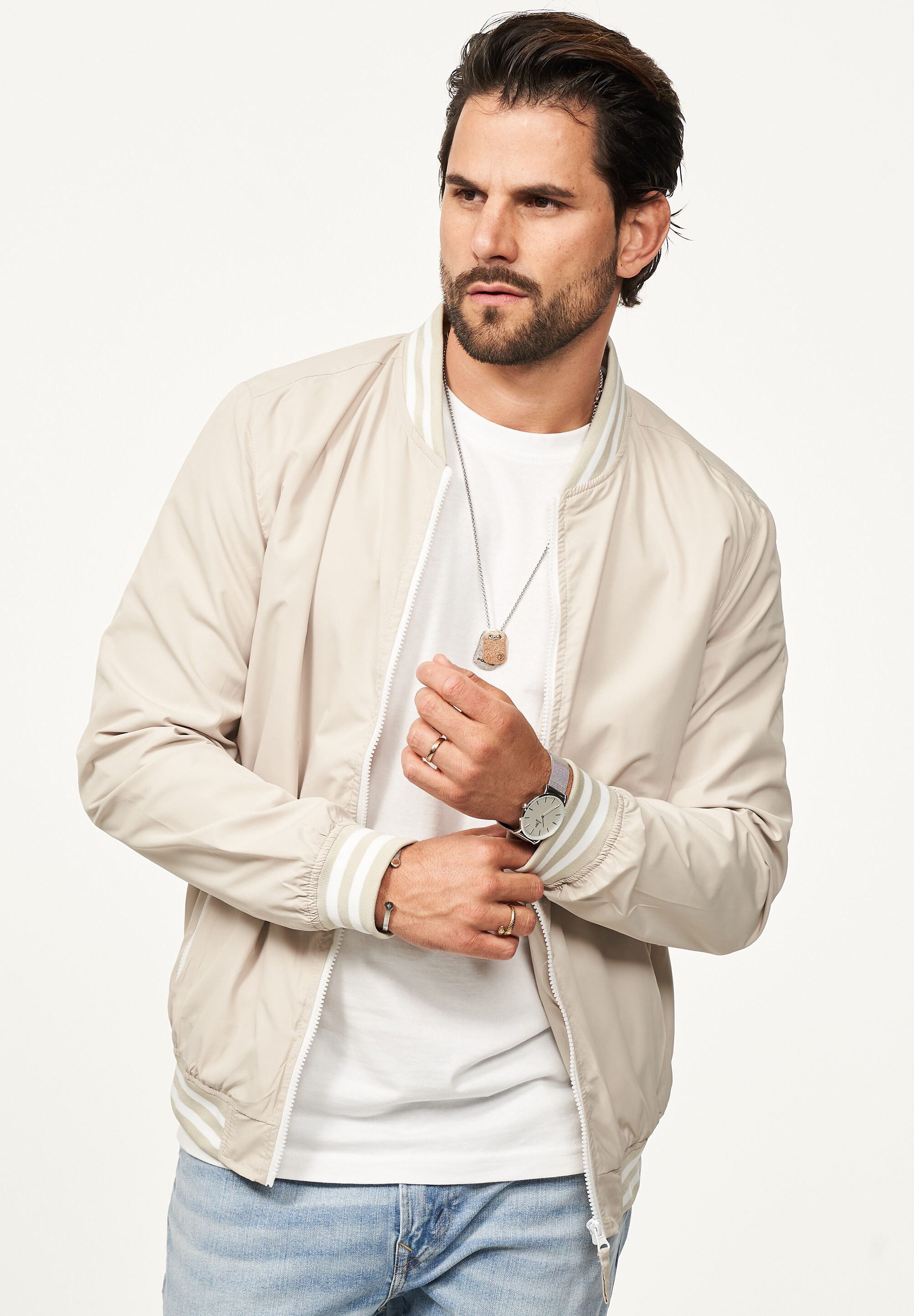 SOULSTAR Blouson mit Baseball-Kragen im College-Stil als leichte Sommerjacke Herren Blousonjacke dünne Bomberjacke leichte Übergangsjacke