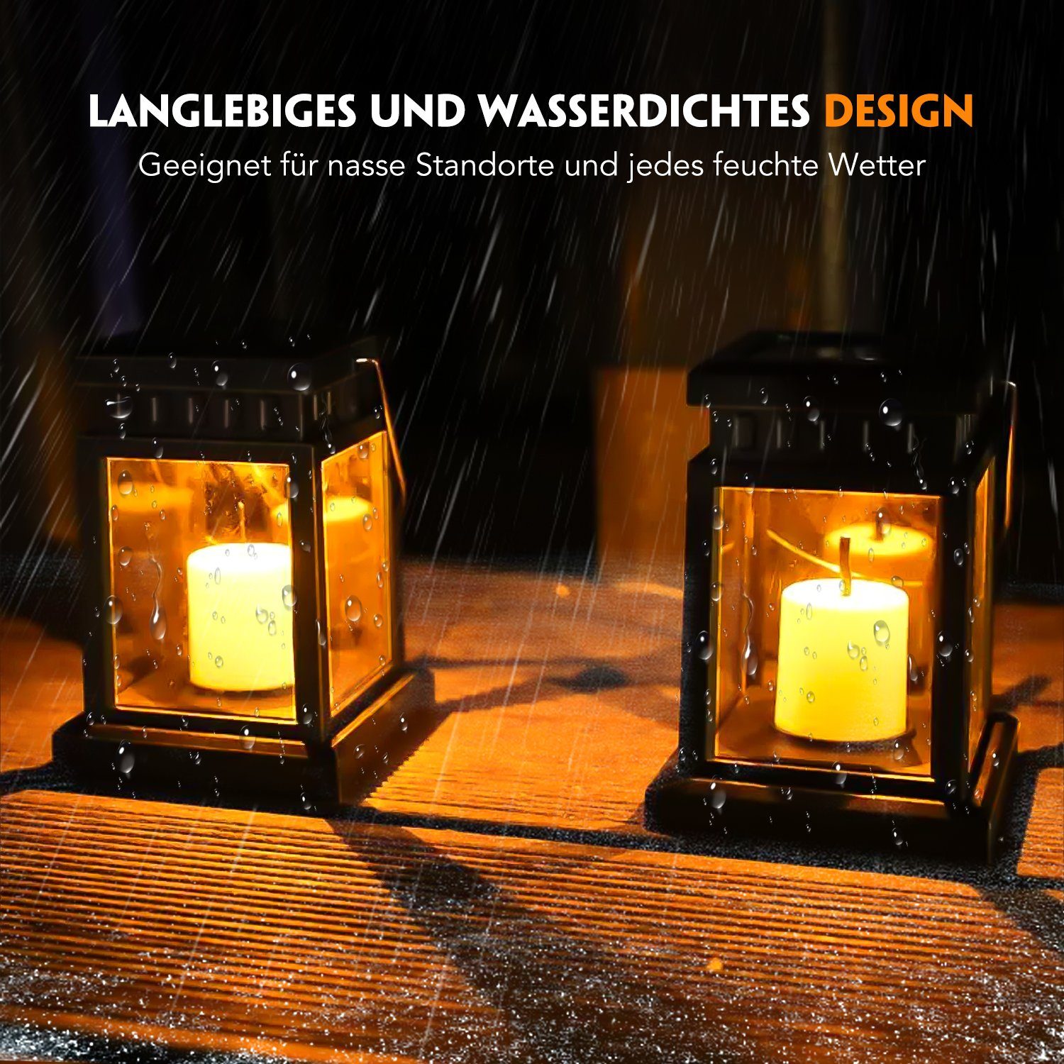 LED Garten, Glas Solar Wasserdicht 4 Solarleuchten 2 Warmweiß, Außen Pack, fest Deko für Solarleuchte Weihnachtsbeleuchtung Solarlampen integriert, LED IP44 Stück Graten Retro Vintage Garten iscooter