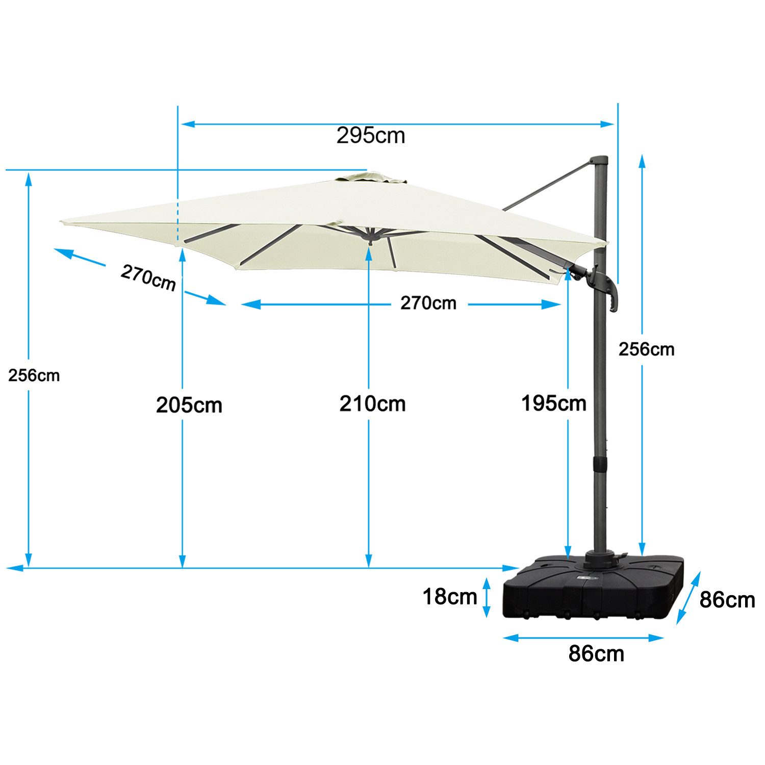 RANSENERS Sonnenschirm AMS270-Kreuzbasis, LxB: 270x270 cm, günstig online kaufen