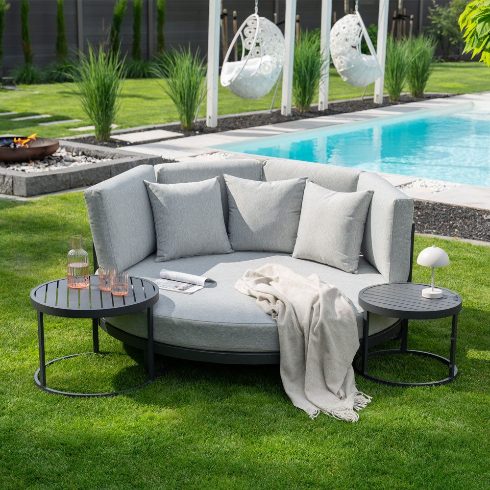 HOME DELUXE Gartenliege Daybed Outdoor FLORIDA - 170 cm, 3 St., Aluminium, Gartenliege, Sonnenliege, Sonneninsel