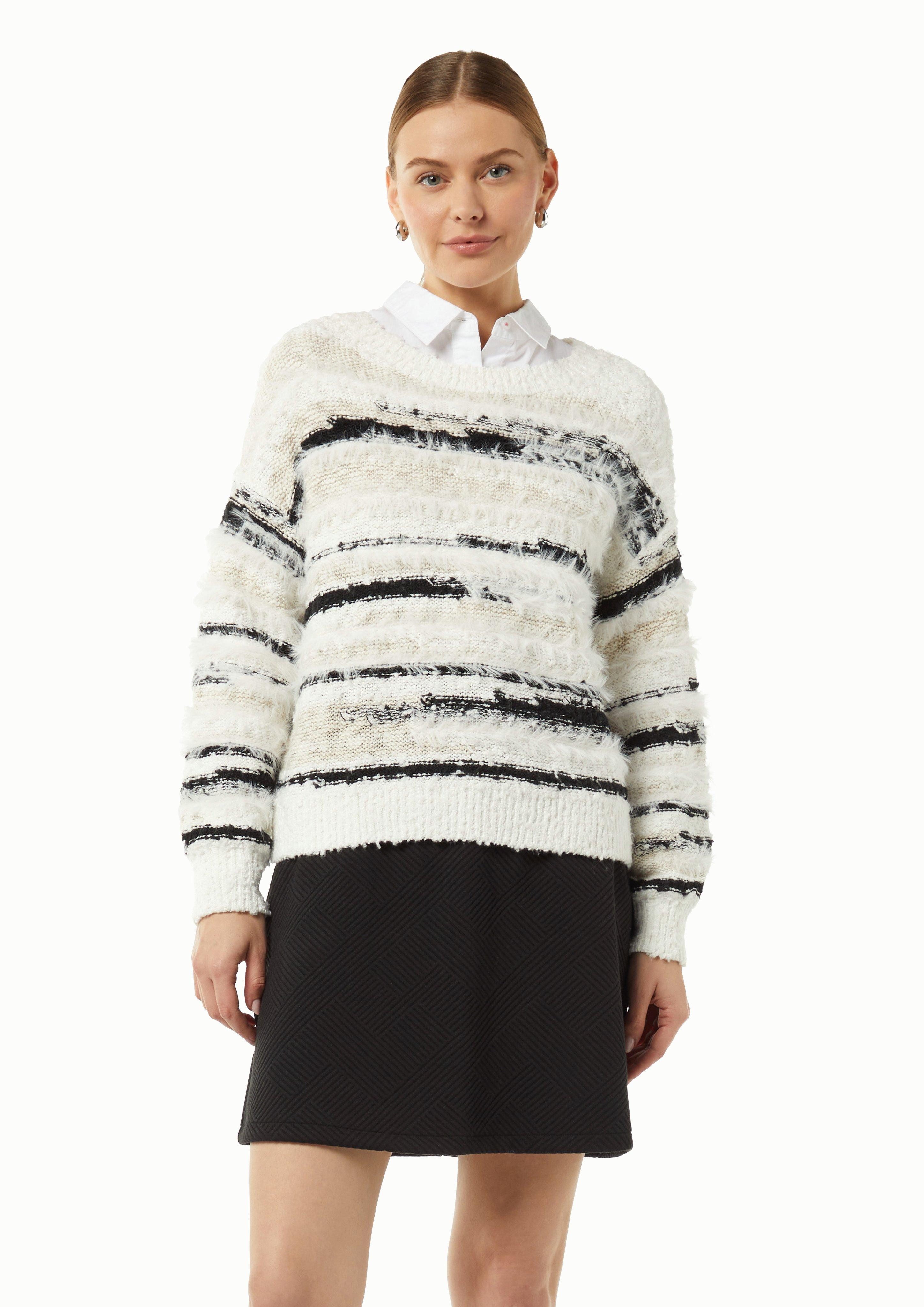 Langarmshirt Strickpullover aus Garn-Mix