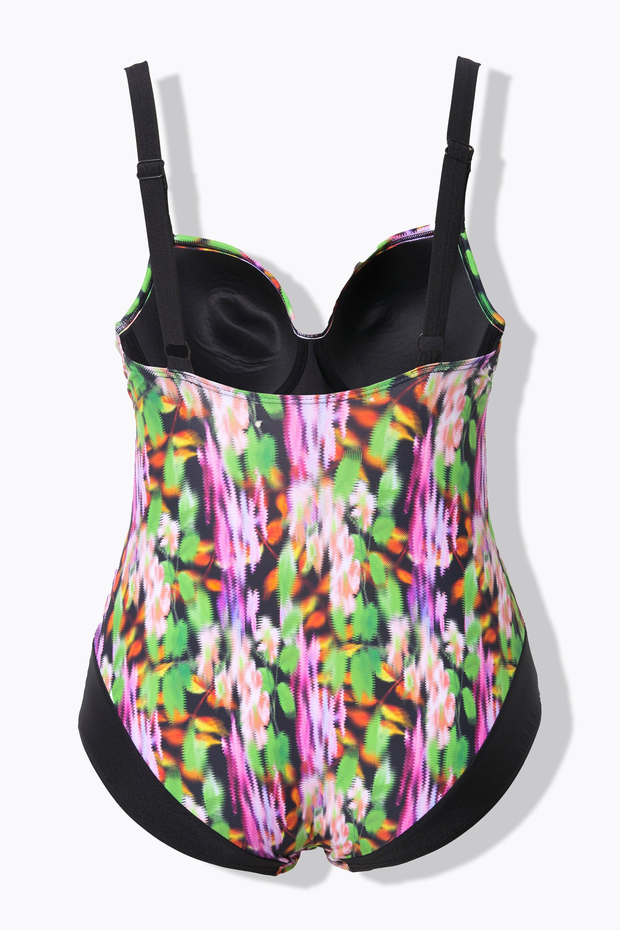 Ulla Popken Badeanzug Badeanzug Softcups Wickeloptik recycelt
