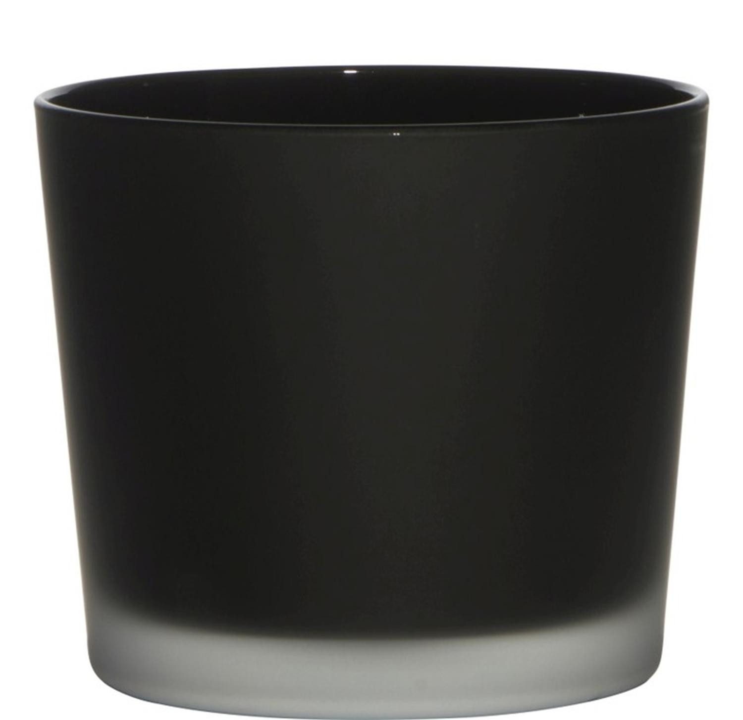 INNA-Glas Blumentopf Glasübertopf Alena Frost, schwarz matt, 12,5cm, Ø14,5cm
