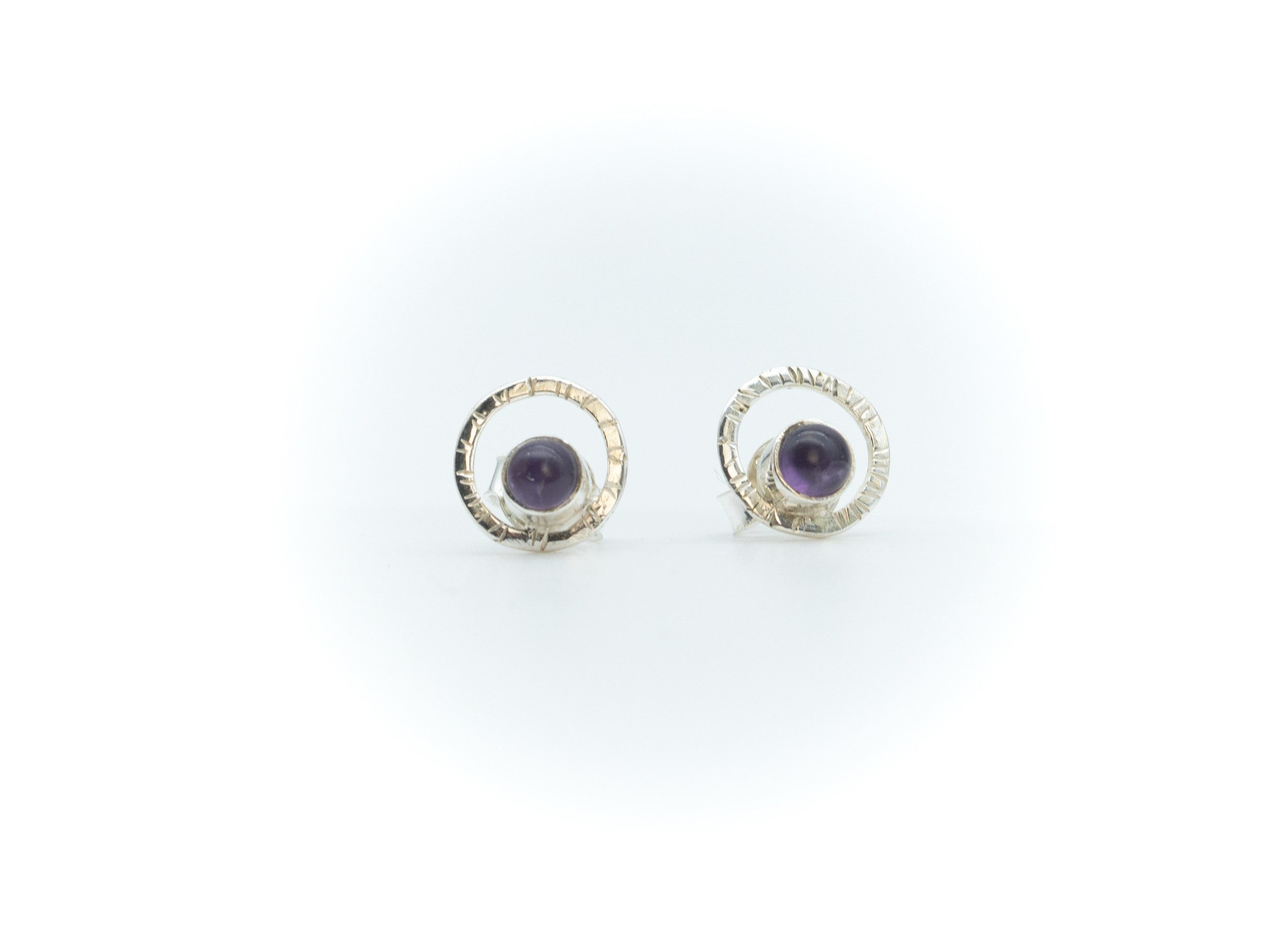 Paar Ohrstecker Silberohrstecker Kreis mit Amethyst