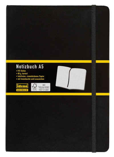 Idena Notizbuch Idena 209281 - Notizbuch DIN A5, kariert, Papier cremefarben, 192