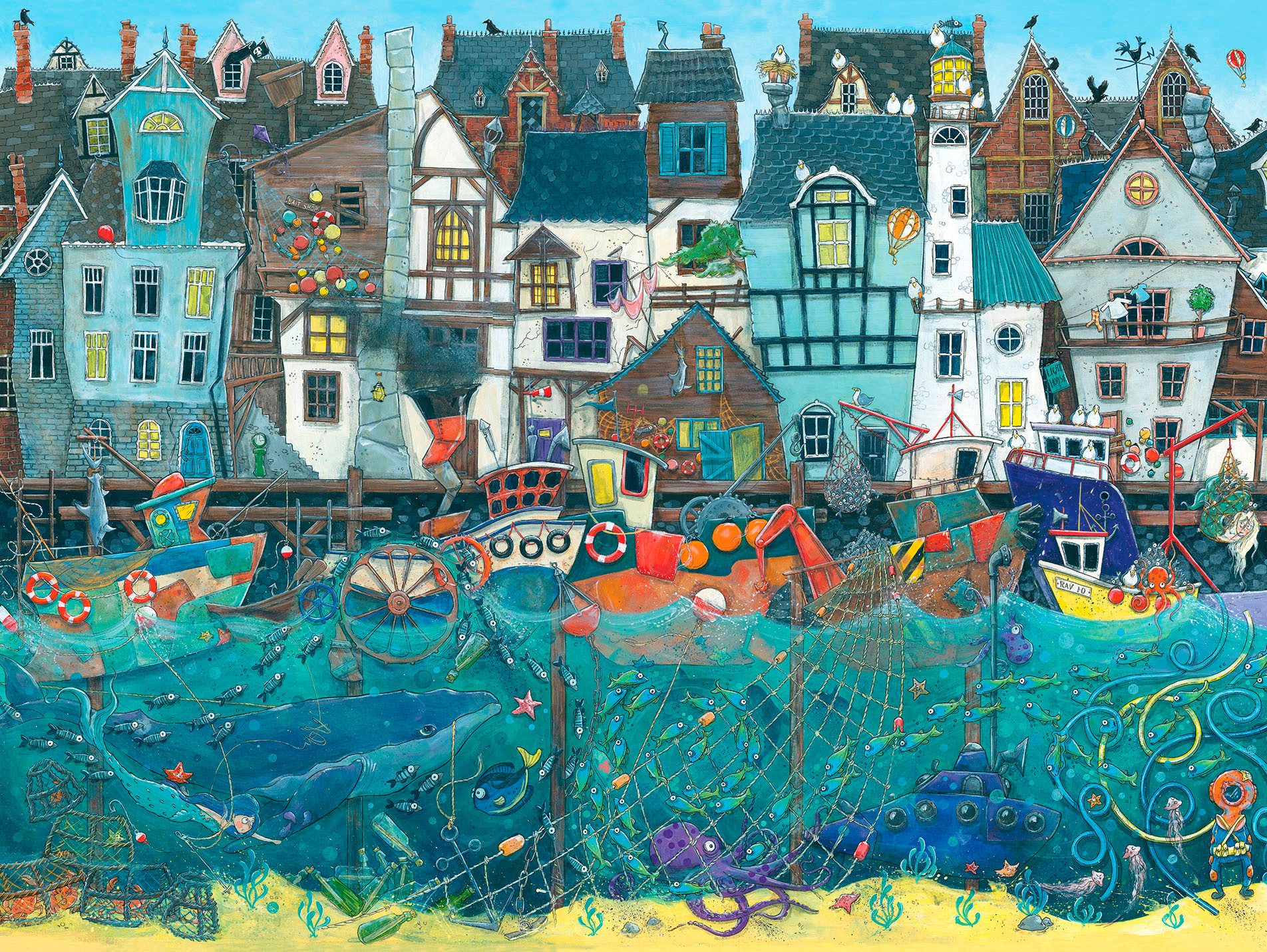 Ravensburger Puzzle Hafen der Wunder: Ein geschäftiger Fantasy-Hafen, 1500 günstig online kaufen