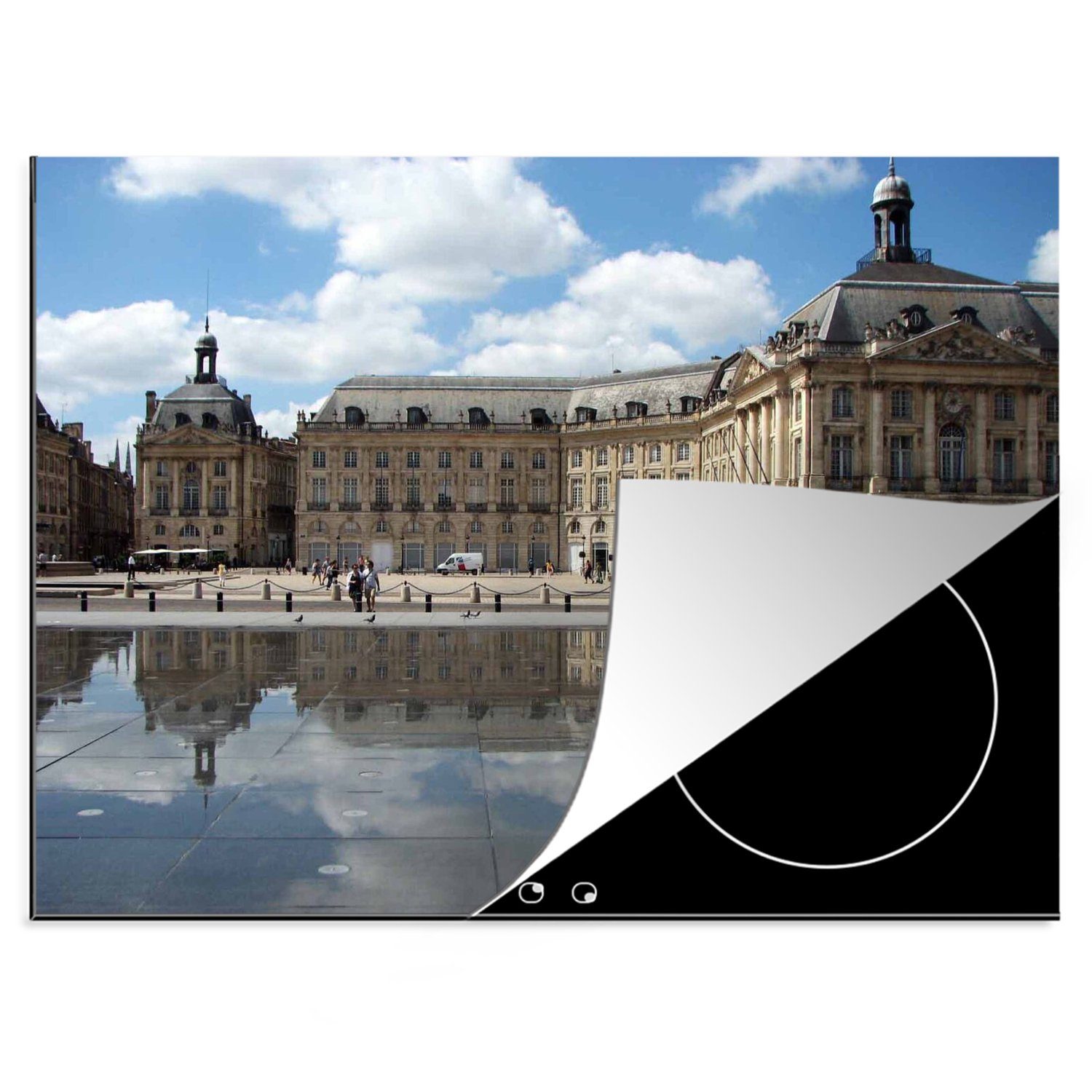 (1 tlg), Architektur, Herdblende-/Abdeckplatte 70x52 nutzbar, - Bordeaux Mobile MuchoWow Vinyl, cm, Arbeitsfläche Ceranfeldabdeckung - Frankreich