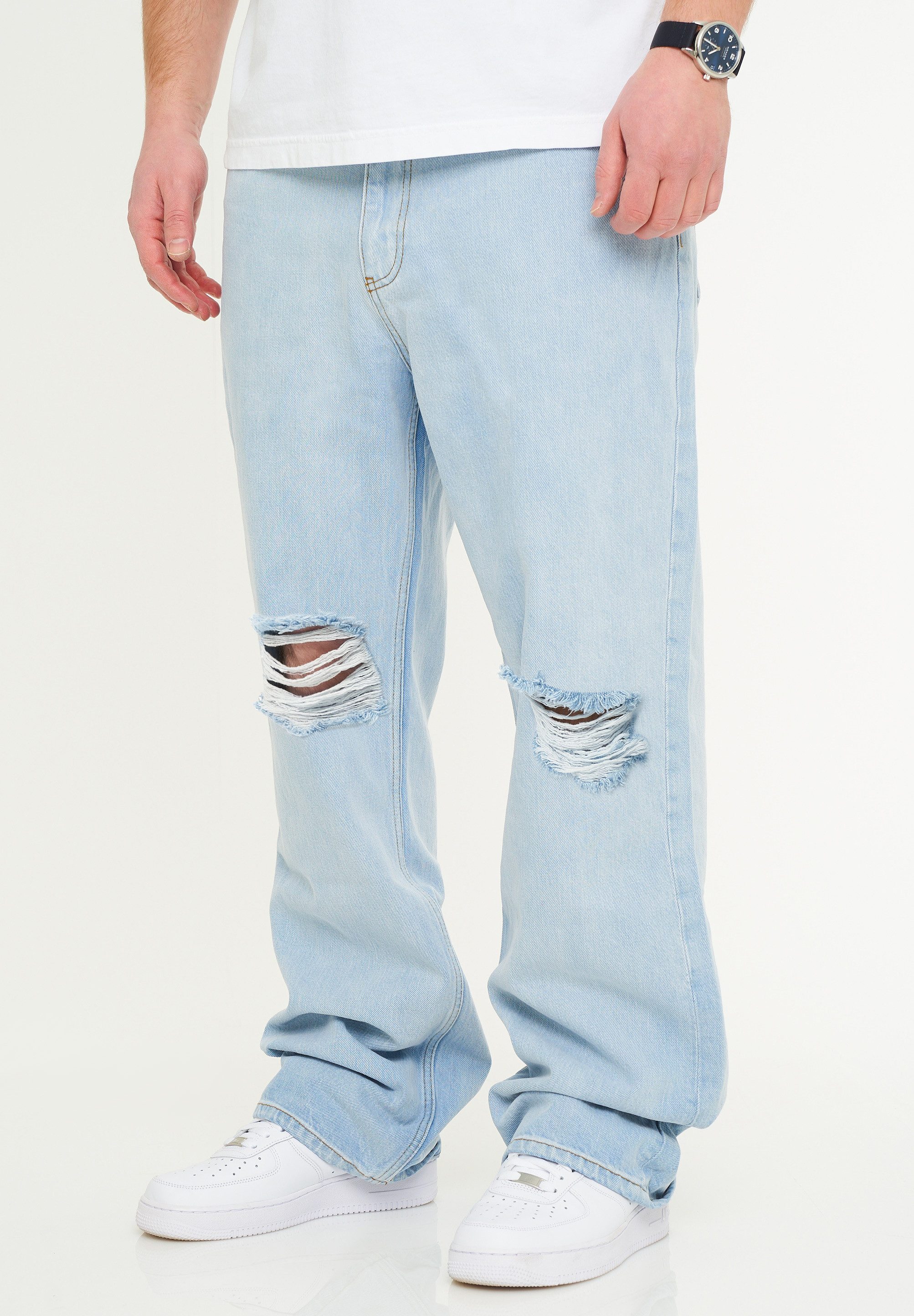 DAILY COTTON Loose-fit-Jeans DCPAPILON Herren Lange Hose Jeans Ripped Loose-Fit Baggy – Bild 2 von 3