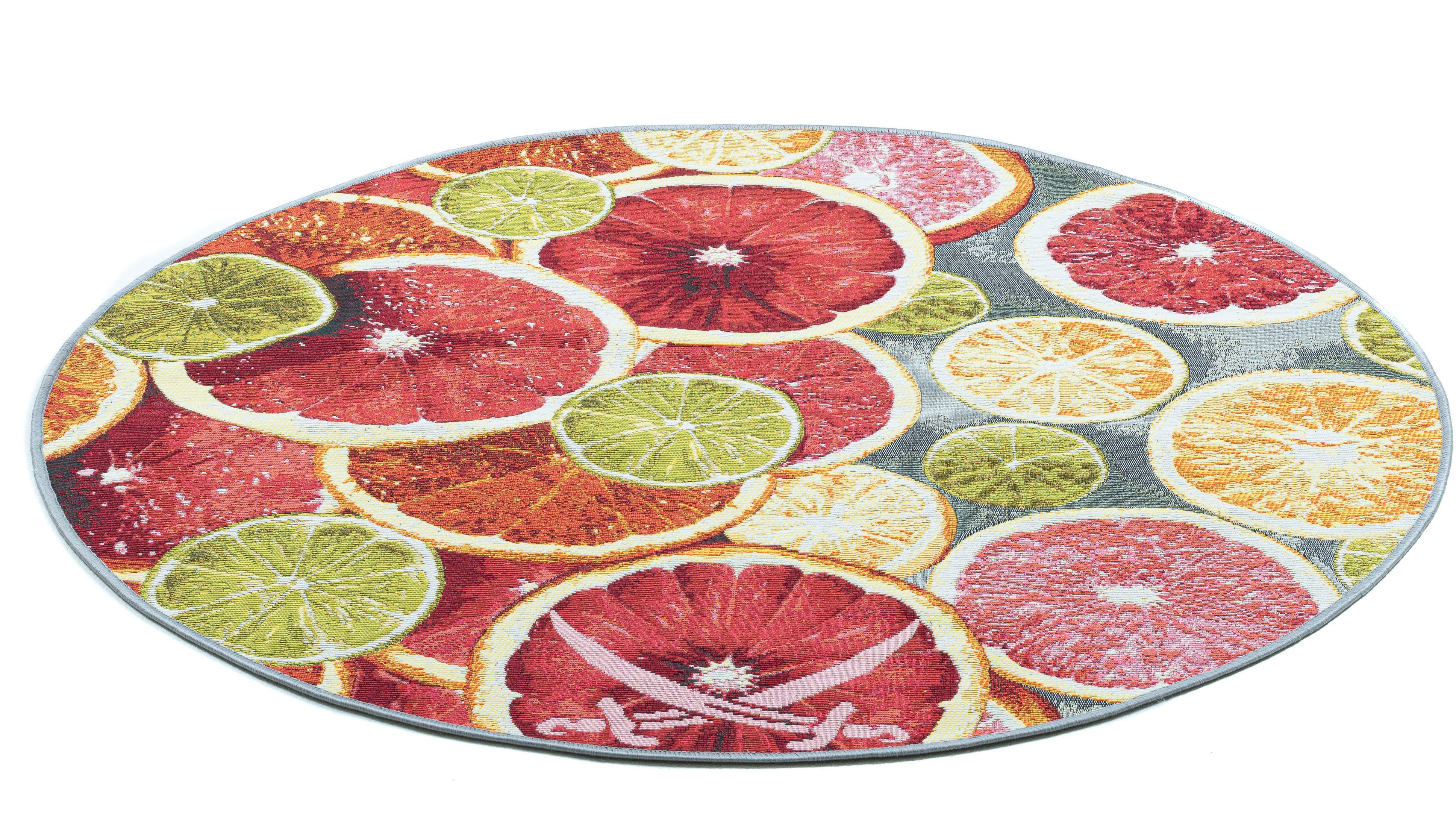 Sansibar Teppich Rantum Beach 003, rund, Höhe: 5 mm, Flachgewebe, modernes Sommer Design, In- und Outdoor geeignet