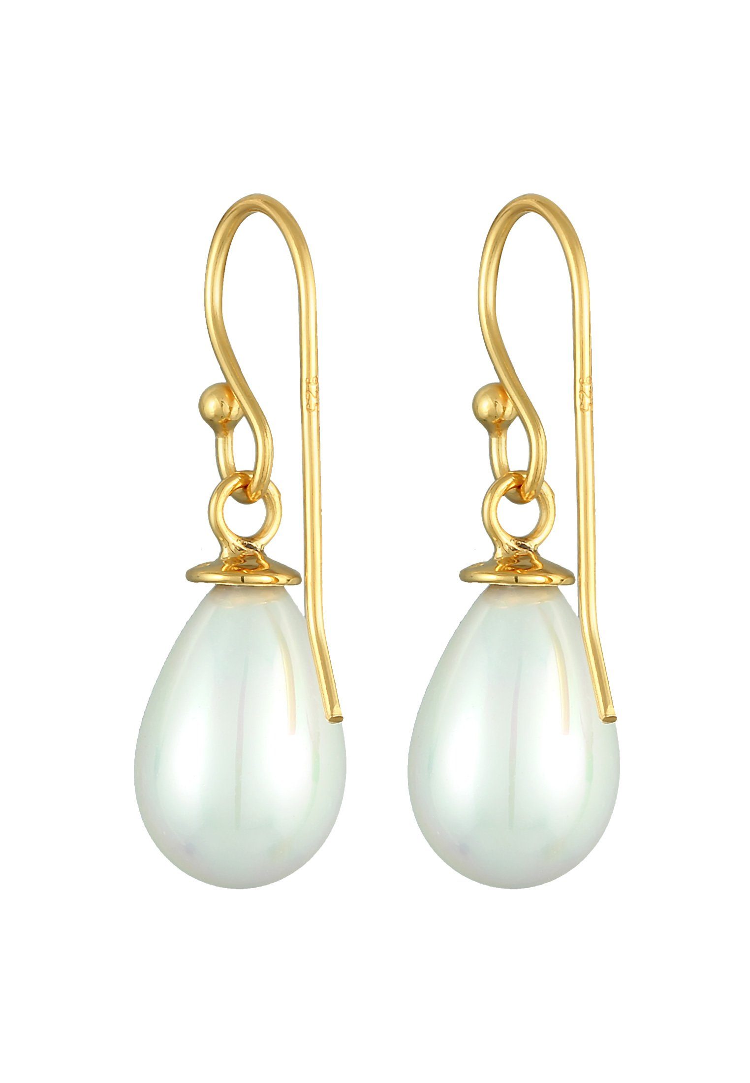Nenalina Perlenohrringe Hänger Muschelkernperle Oval Klassisch 925 Silber