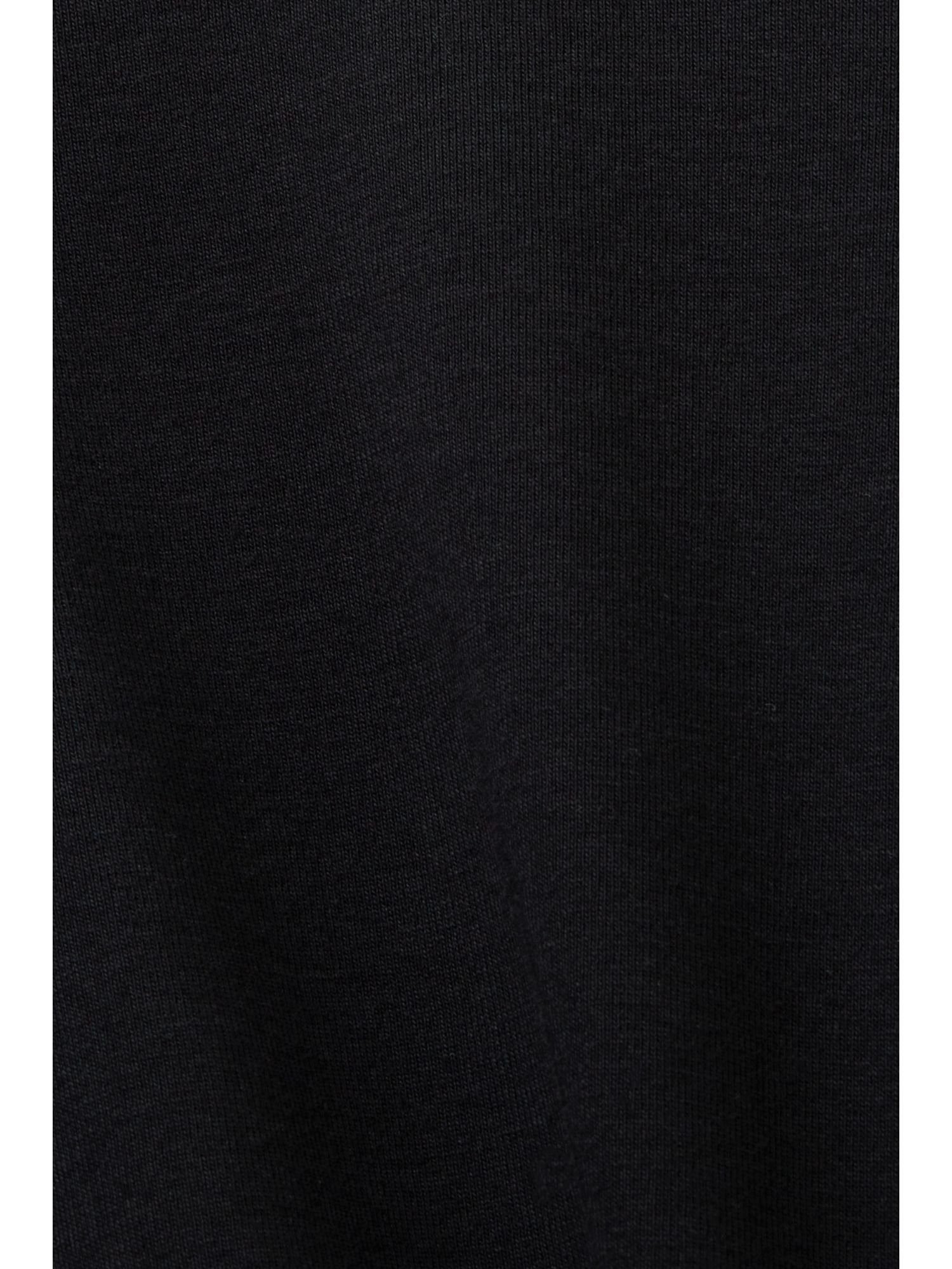 Langarmshirt BLACK Esprit Baumwolljersey mit Top (1-tlg) Bogenkante aus