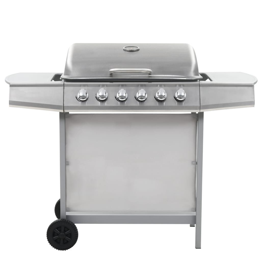 vidaXL Gasgrill Gasgrill mit 6 Flammen Edelstahl Silbern