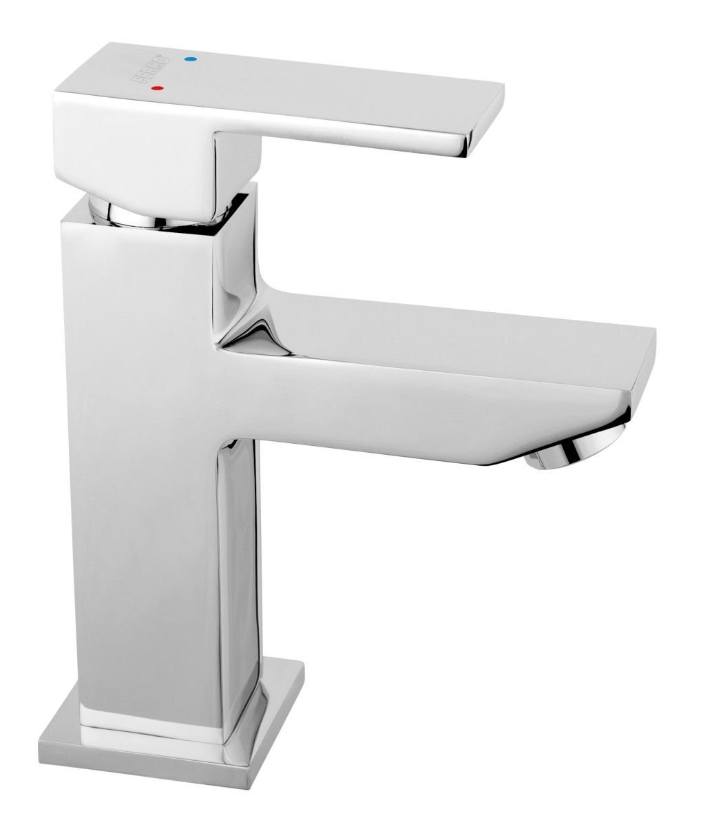 Ferro Waschtischarmatur ZICCO Waschbeckenarmatur Einhandmischer quadratisch mit Pop-Up Ablauf, Chrom