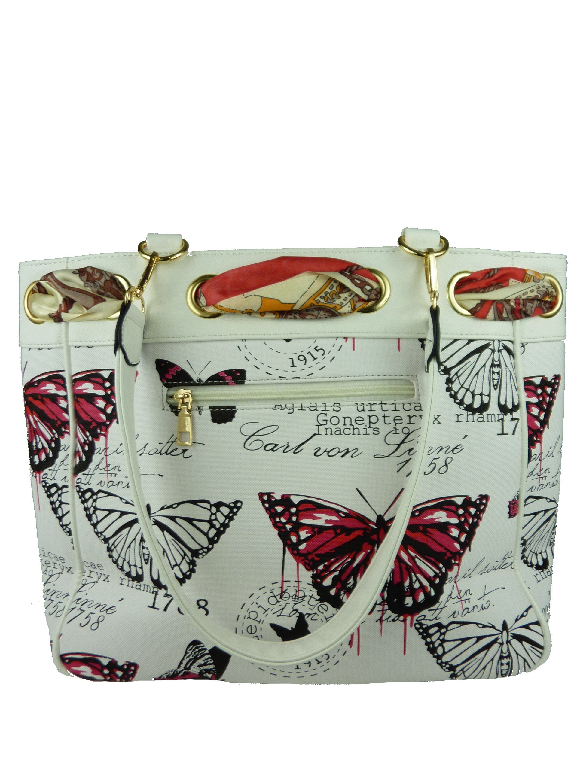 Taschen4life Shopper Damen 5817, - im Schultertasche casual Stil moderne Butterfly magenta Vintage Shoppertasche große