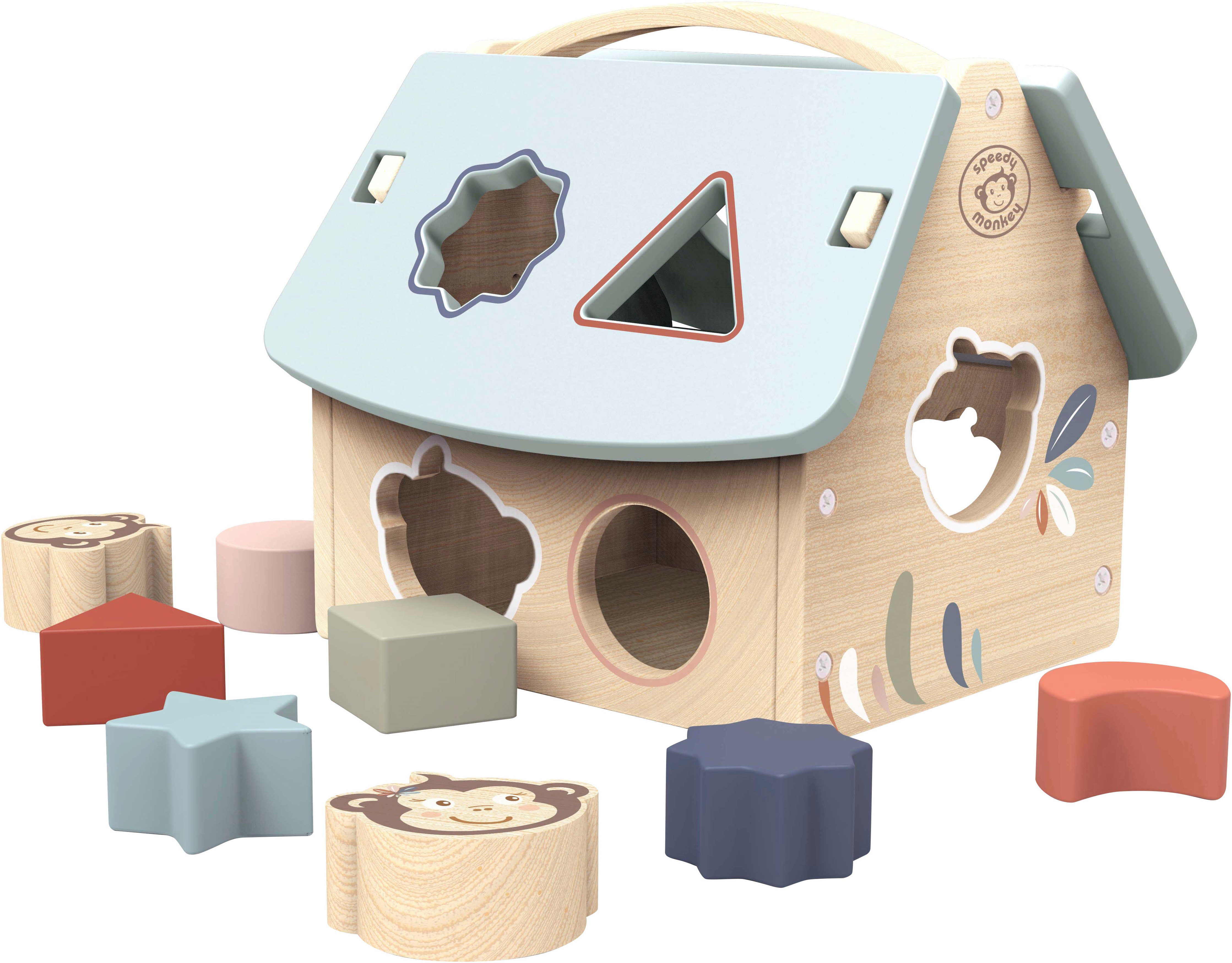speedy monkey Steckspielzeug Steck- und Formsortier-Spielhaus, FSC® - schützt Wald