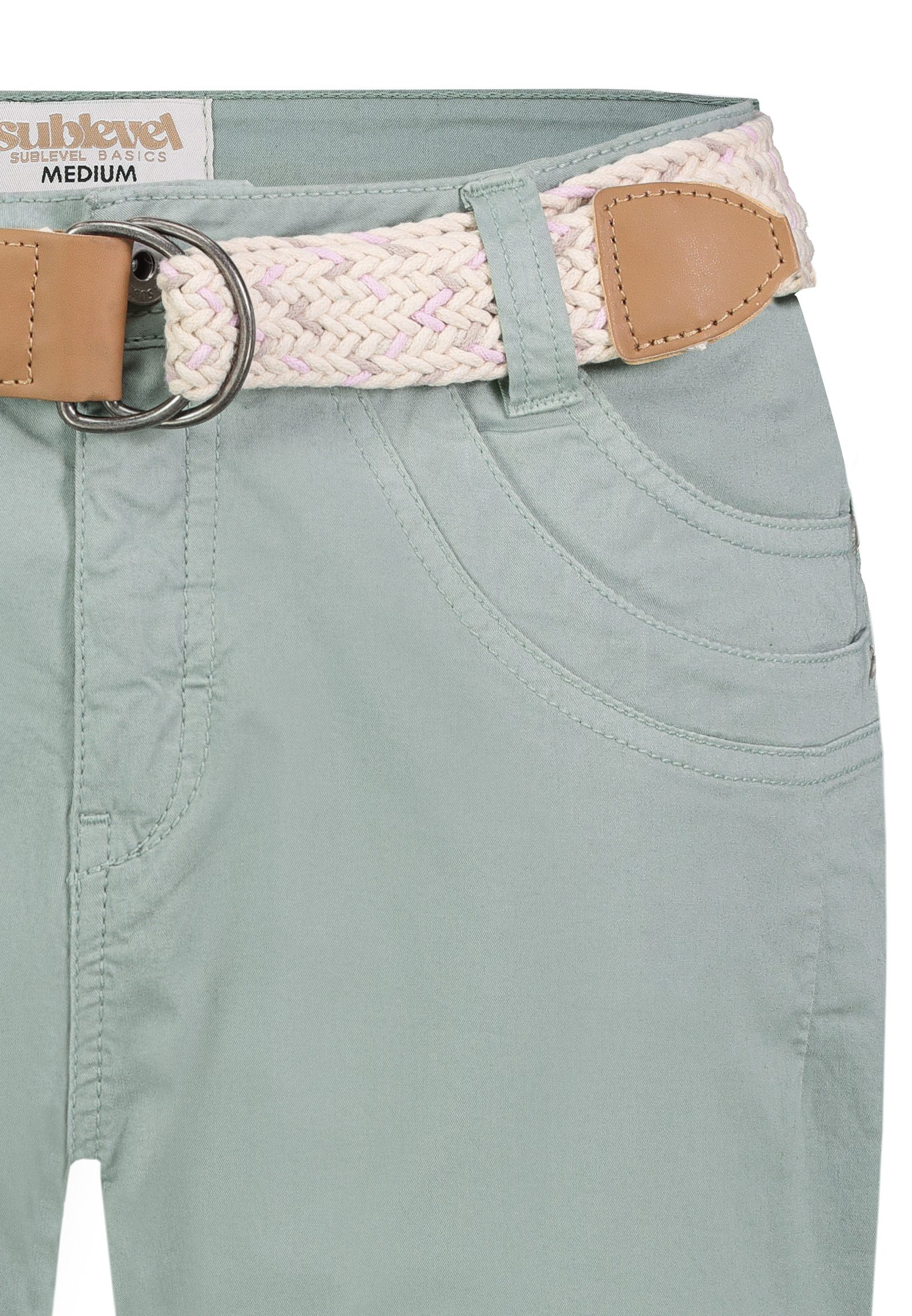 SUBLEVEL Caprihose Flexible Stretchqualität Komfortabler Sitz Alltag Fit für Damen (1-tlg) Baumwolle Normal Fit Einfarbig atmungsaktiv Reißverschluss