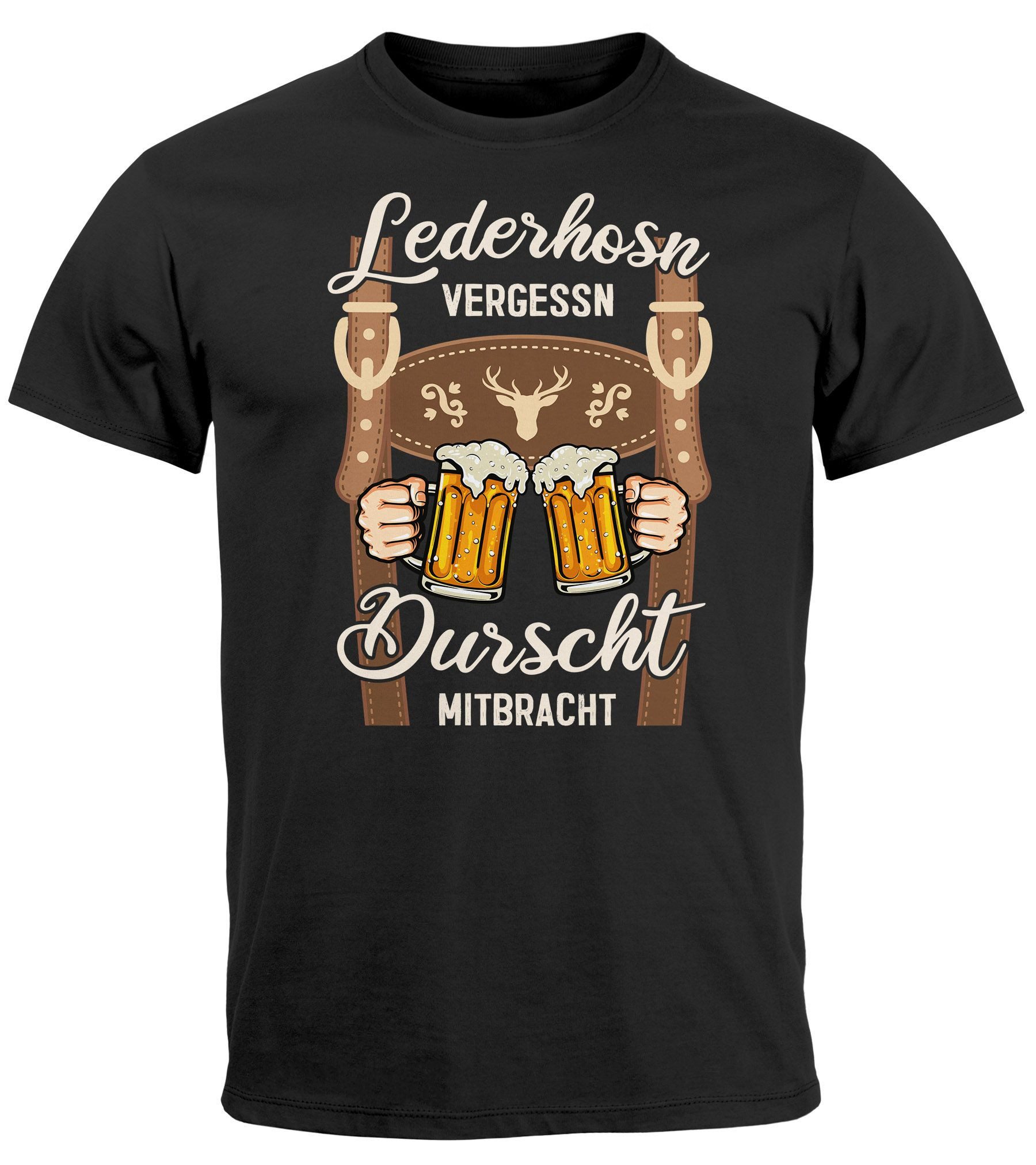 MoonWorks Print-Shirt Herren T-Shirt Trachtenshirt Lederhose günstig online kaufen