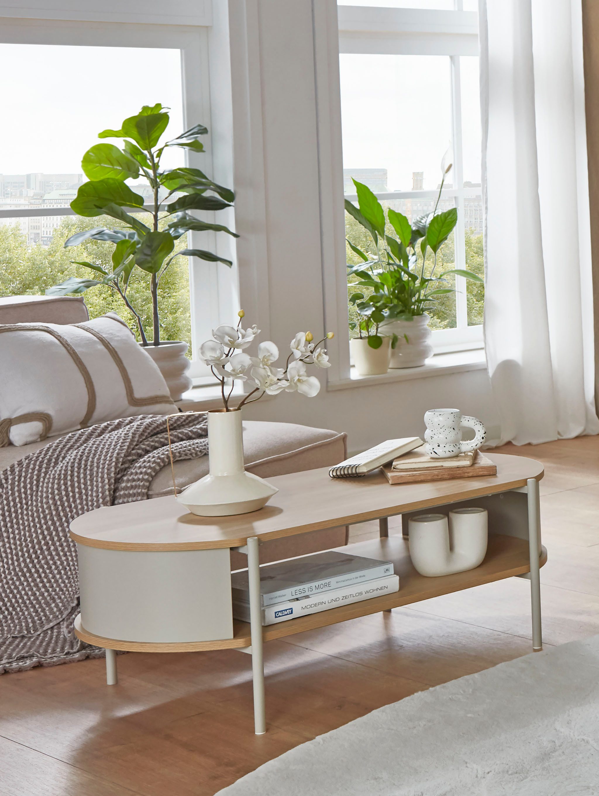 HAKU Couchtisch Sofatisch, Wohnzimmertisch (1-St), oval - aus MDF Braun B/T/H 100/54/37 cm