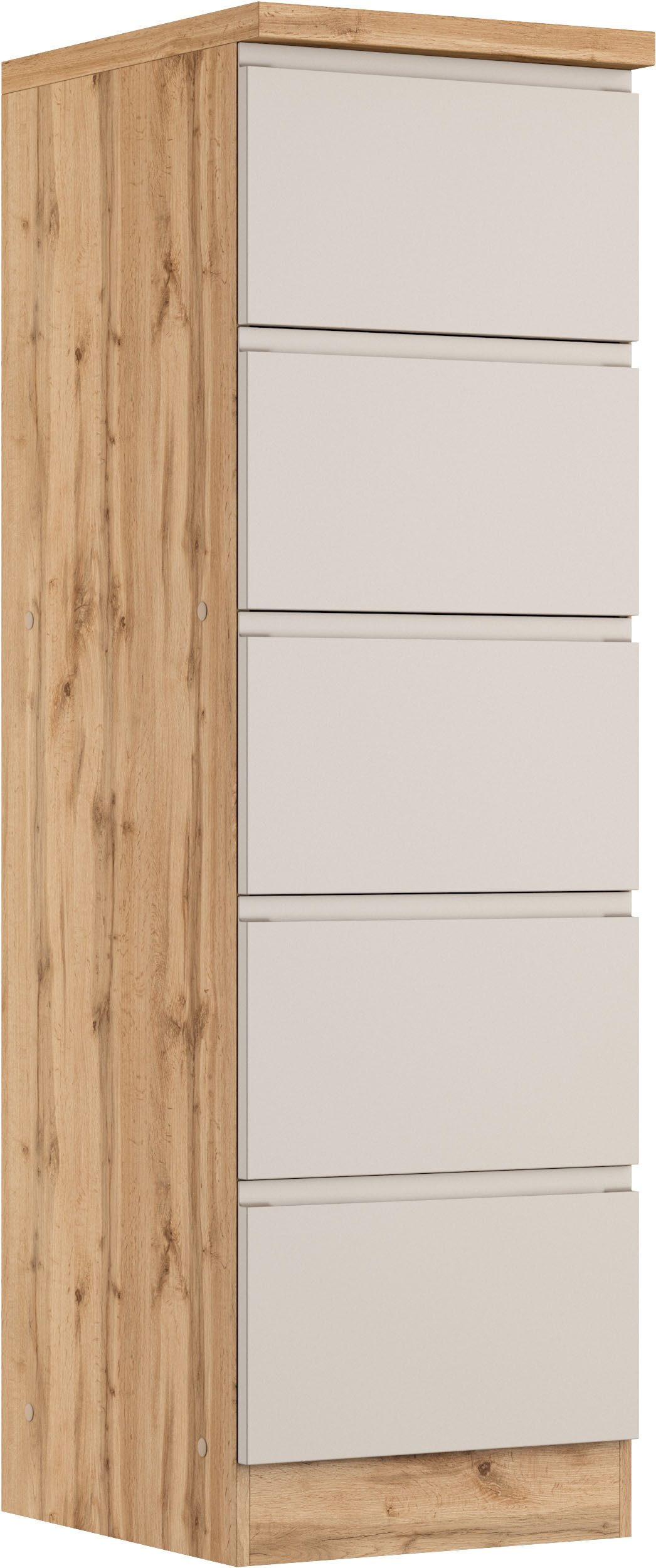 KOCHSTATION Vorratsschrank KS-Virginia,neu in verbesserter Ausführung (Stauraum, Softclose, mit CPL-Arbeitsplatte) Breite 60 cm, 5 Auszüge, Soft-Close-Funktion