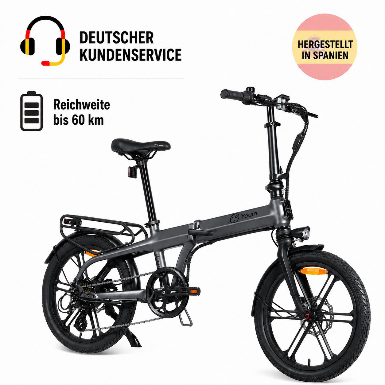 PixelPilot E-Bike Cityrad Praga Elektrofahrrad 20 Zoll faltbar 250 W Heckmotor, bis 60 km, 7 Gang, Heckmotor, 378 Wh, Shimano Altus 7-Gang, hydraulische Scheibenbremsen