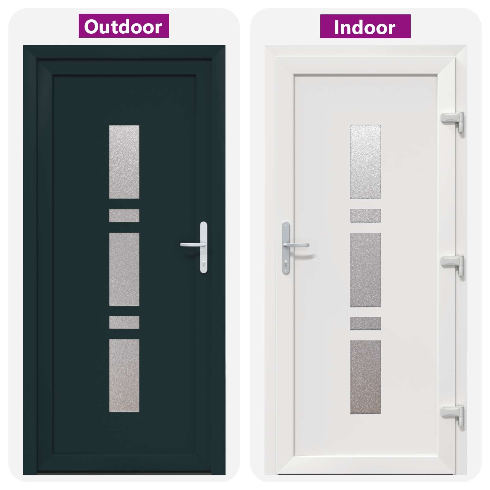 vidaXL Haustür 108 x 208 cm Haustür Vordertür Anthrazit innen weiß 108x208 cm PVC Kun