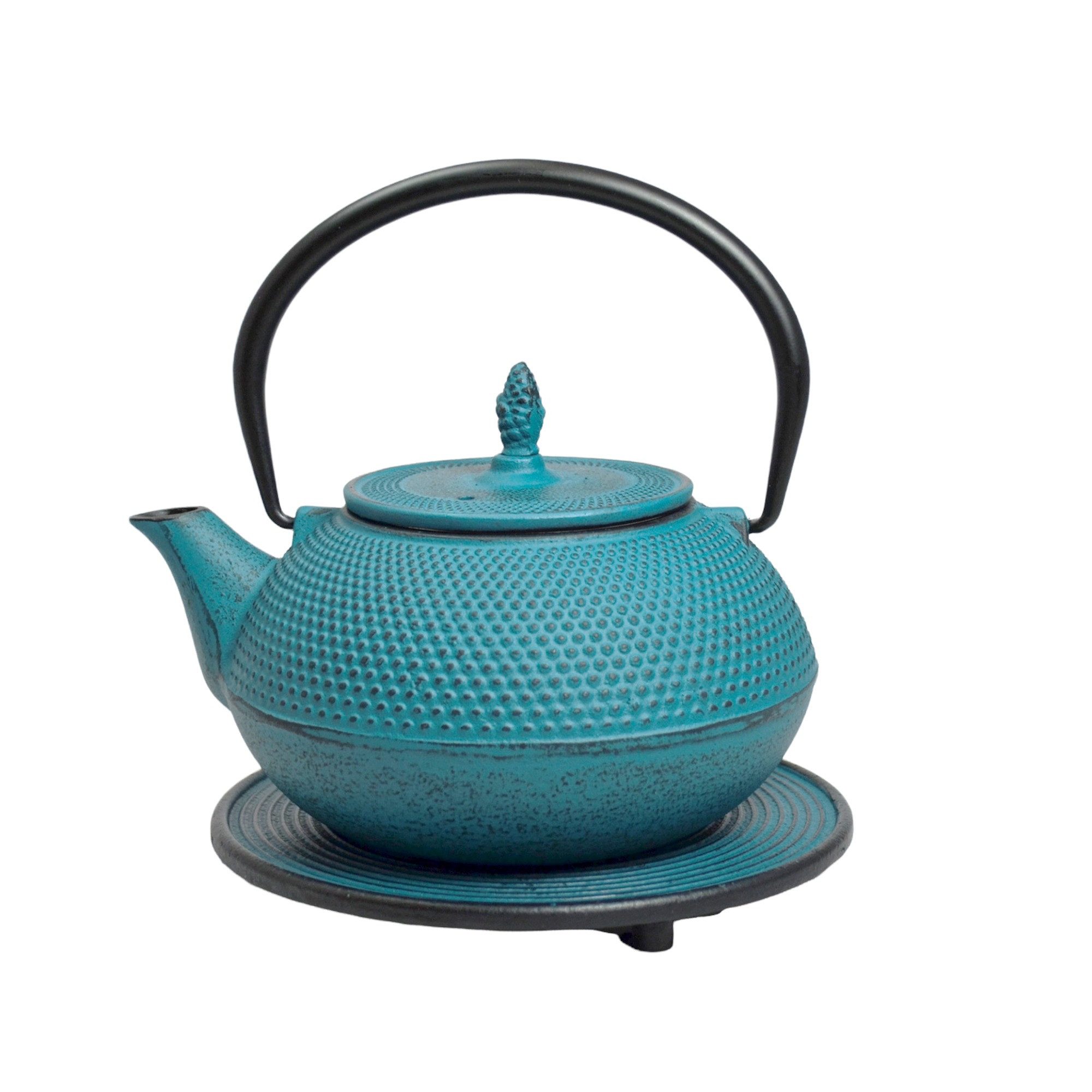 JA-UNENDLICH Teekanne Basic blau, 1.2 l, aus Gusseisen handgefertigt im Sandgussverfahren, innen emailliert