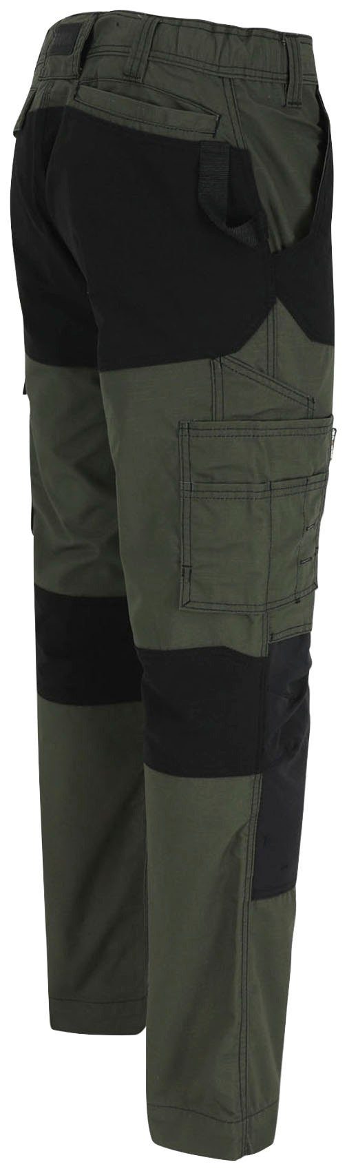 Arbeitshose 4-Wege-Stretch, Hector Herock Knietaschen verdeckter Knopf, verstärkte khaki Hoses Multi-Pocket,