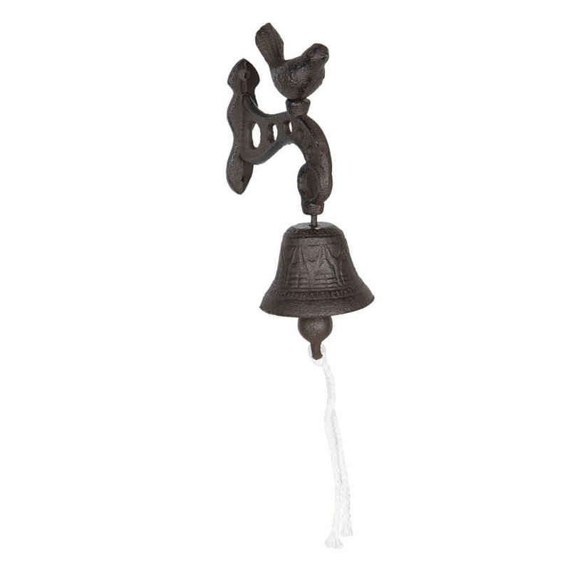 Clayre & Eef Wandbild, Glocke, Tolle vintage Tuerglocke aus rostbraunem Gusseisen Modell Vogel