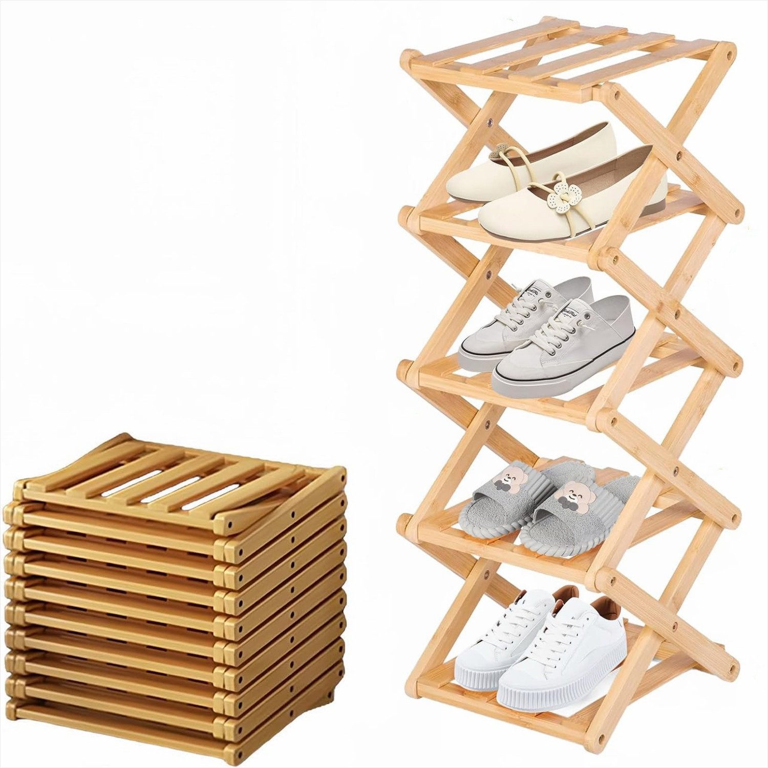 KingLux Schuhregal Bambus Vertikales Schuhregal klein günstig online kaufen