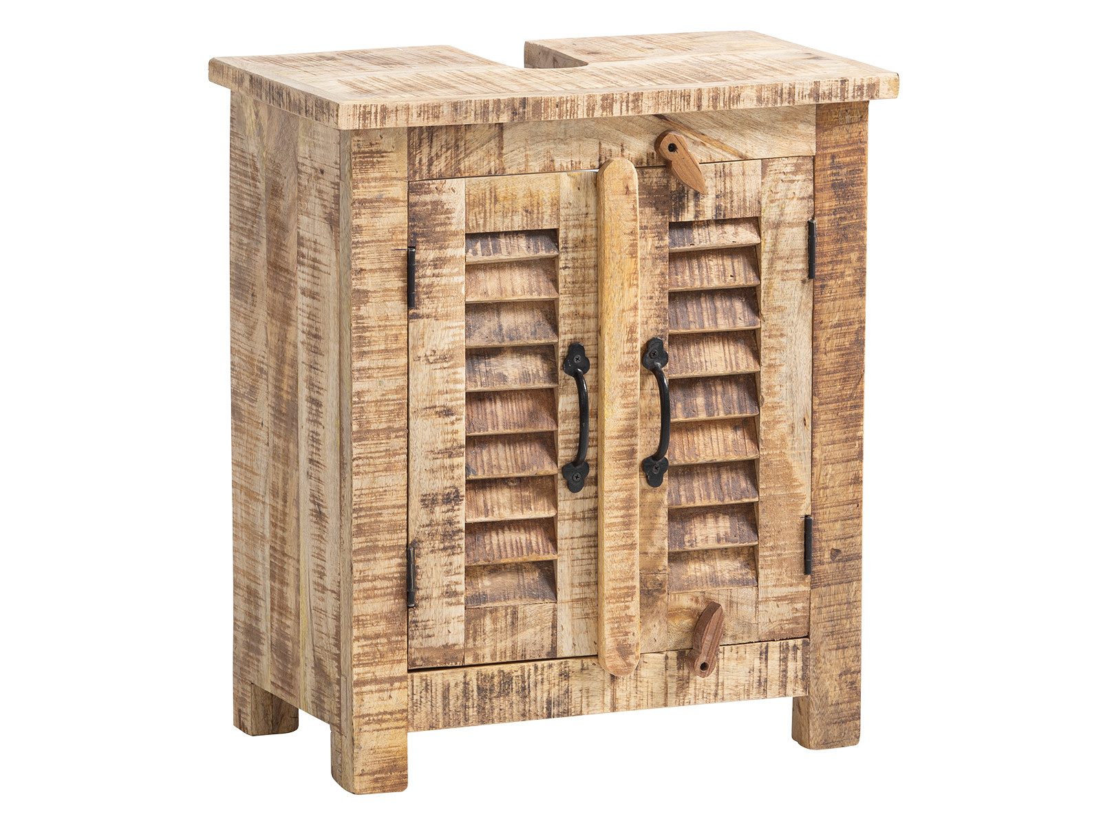 massivum Waschbeckenunterschrank Caribou Badunterschrank Waschplatz aus Massivholz